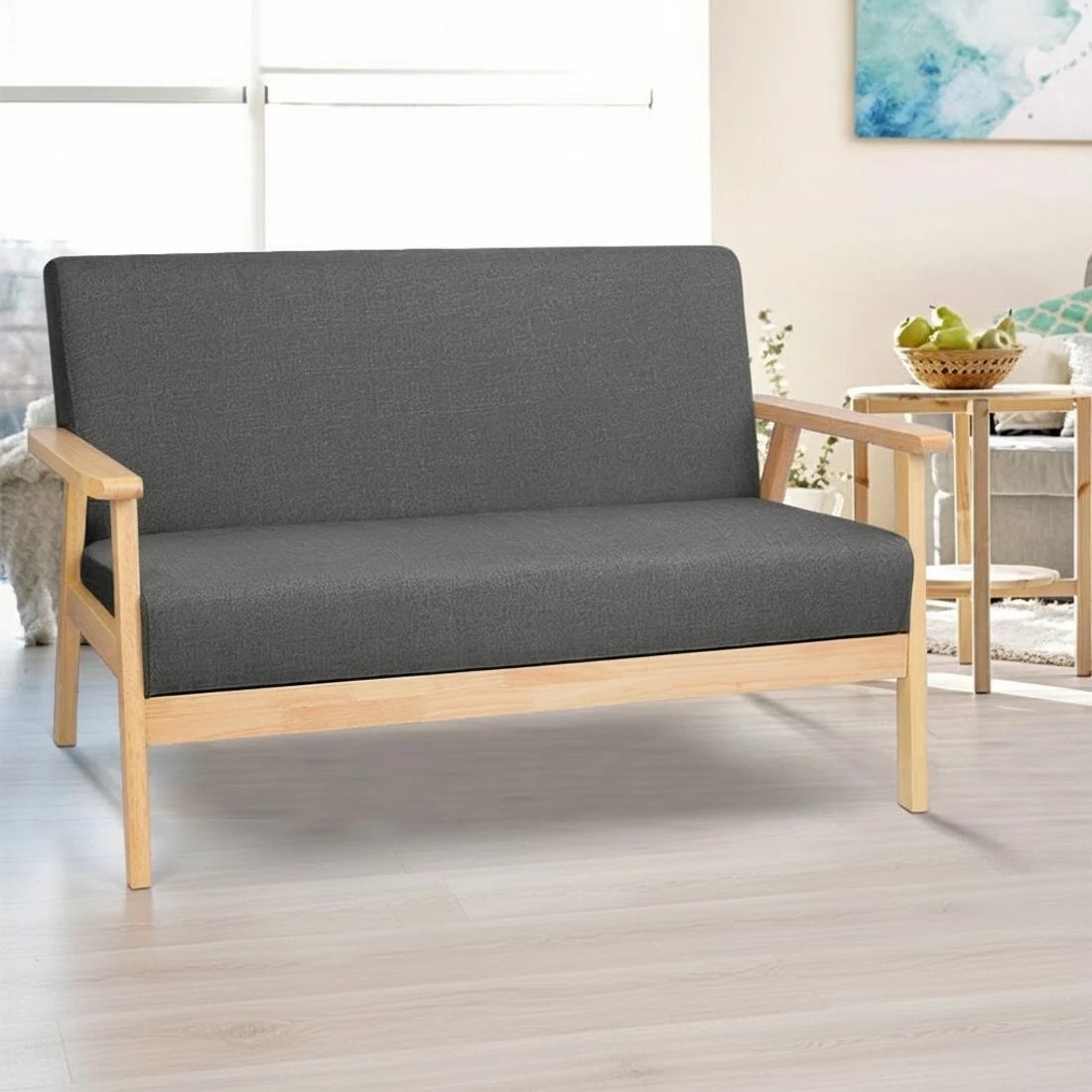 3 Artiss 2-Seater Sofa Armchair Skane - Grey, 3 of 8