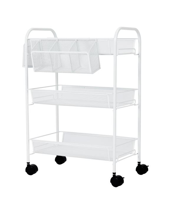 3 Tier Metal Trolley - White