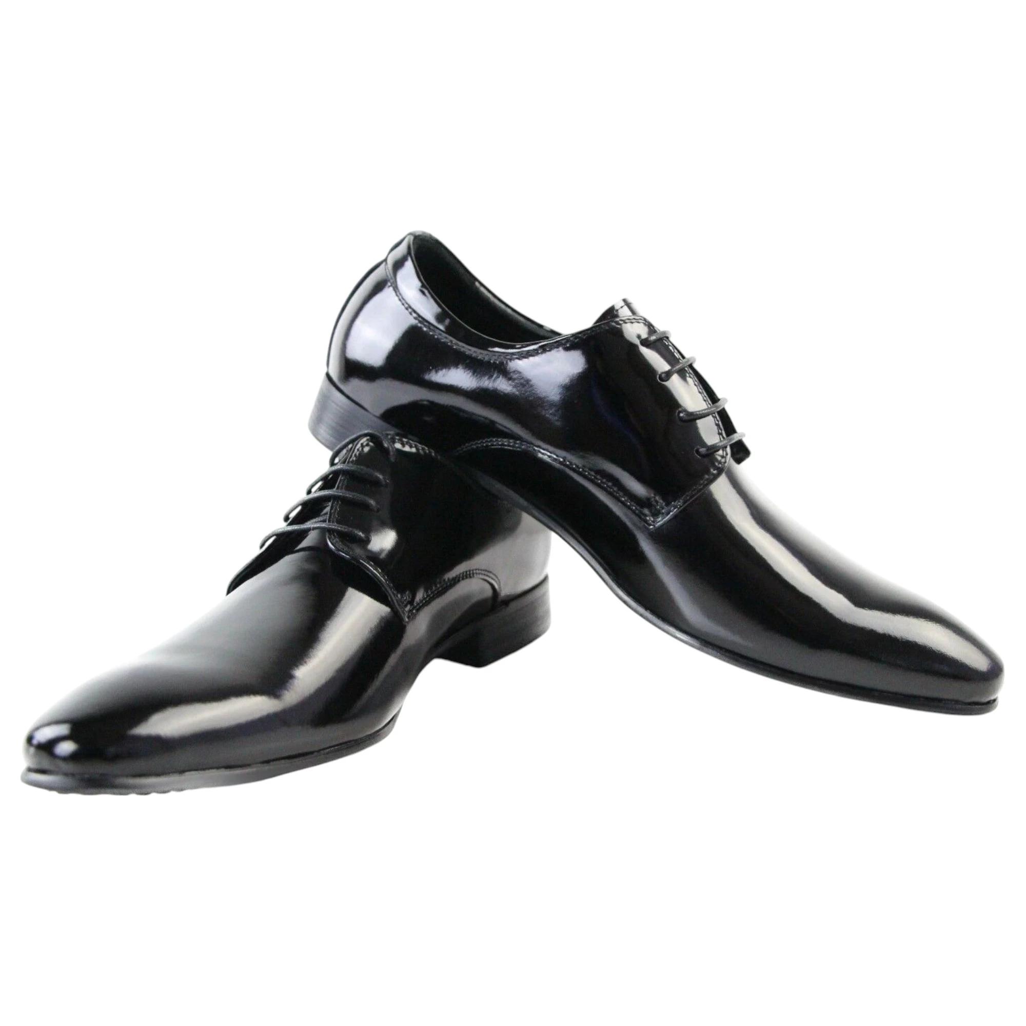 4 Zasel Bond Patent Shiny Leather Lace Up Dress Work Mens Wedding Men Shoes BLACK, 4 of 4