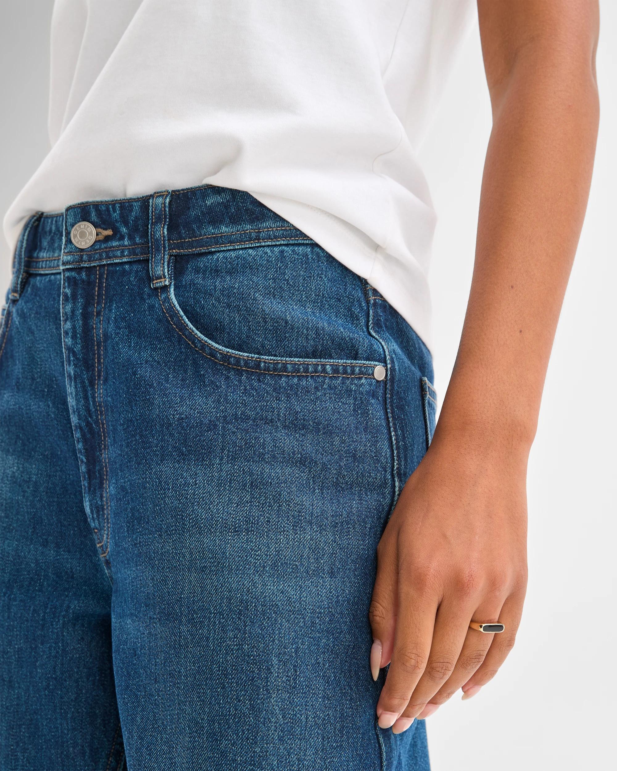 6 Target Woman Wide Leg Slouch Denim Jeans TEAL BLUE WASH, 6 of 7