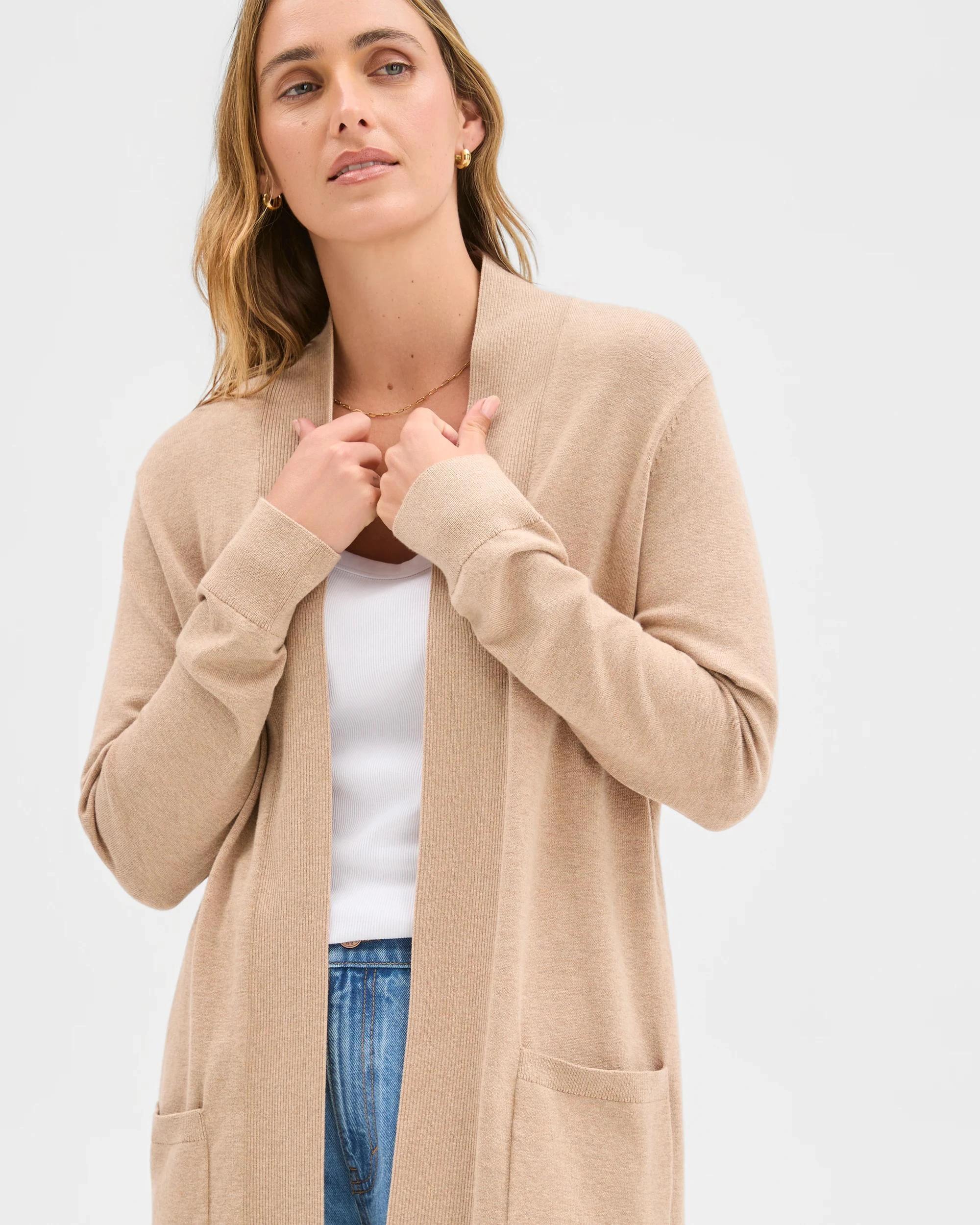 3 Target Woman Edge To Edge Rib Cardigan MOCHA MELANGE, 3 of 6