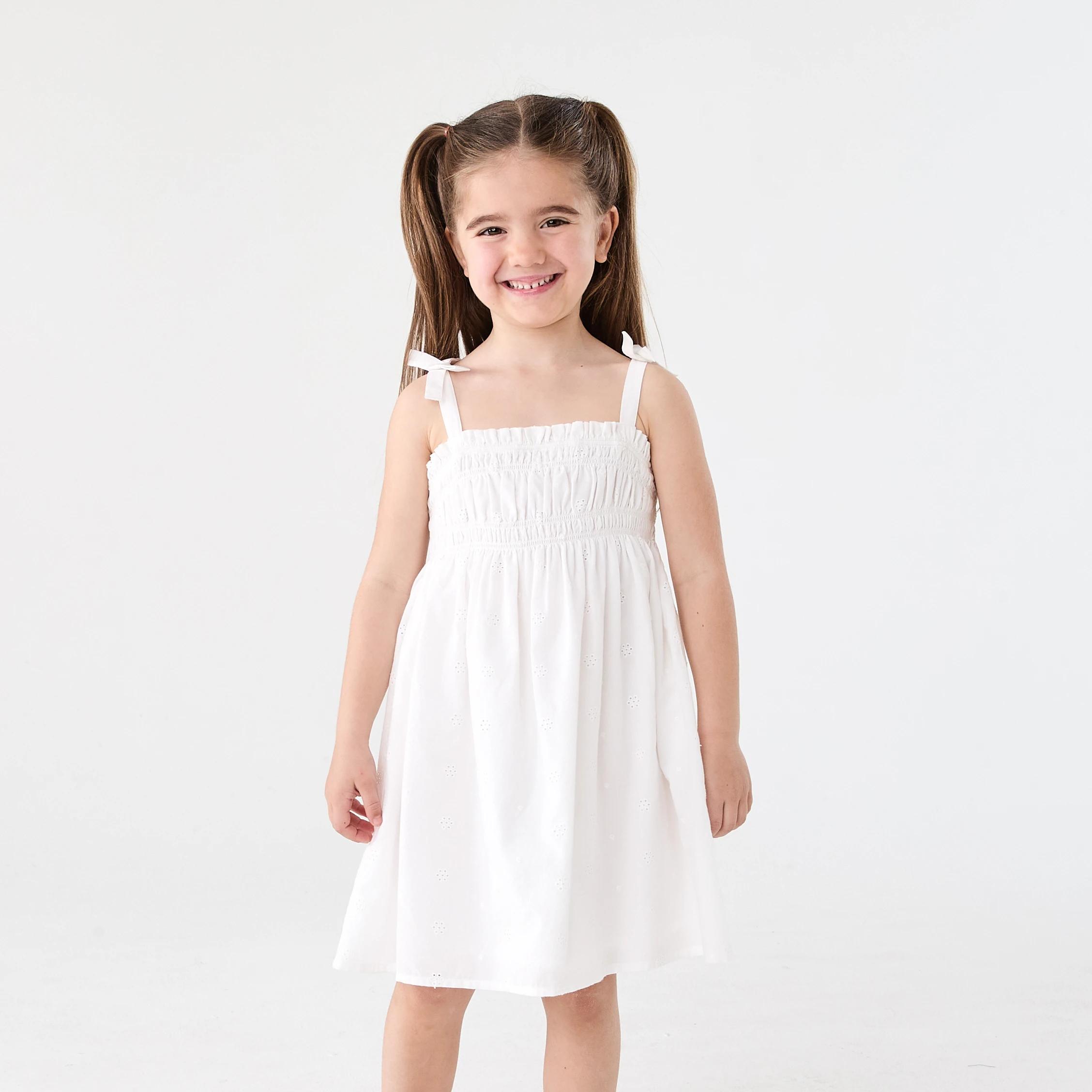 1 Sleeveless Smocked Dress Snw White, 1 of 8