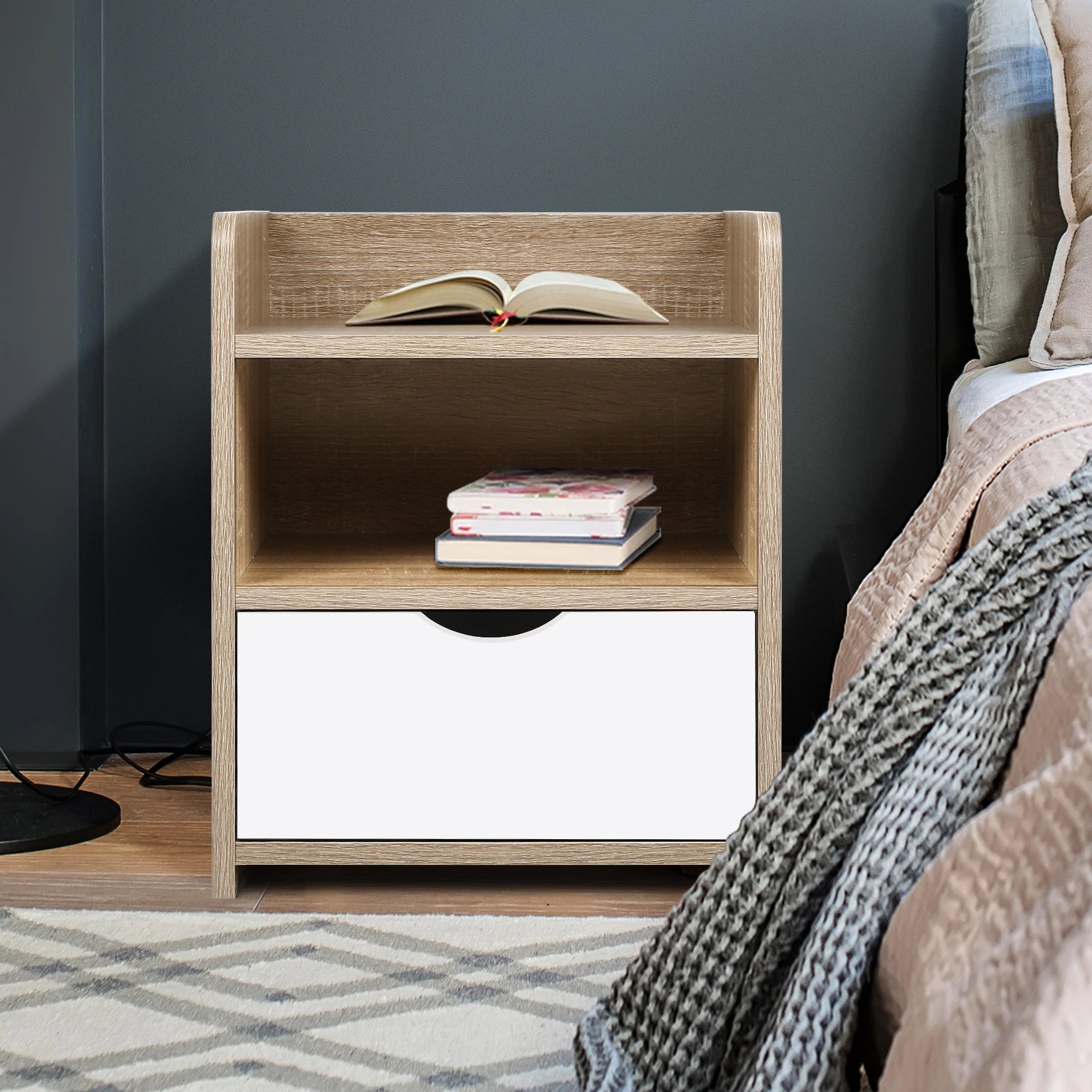 6 Alfordson Bedside Table Nightstand Storage Cabinet Side End Drawers - Oak, 6 of 10