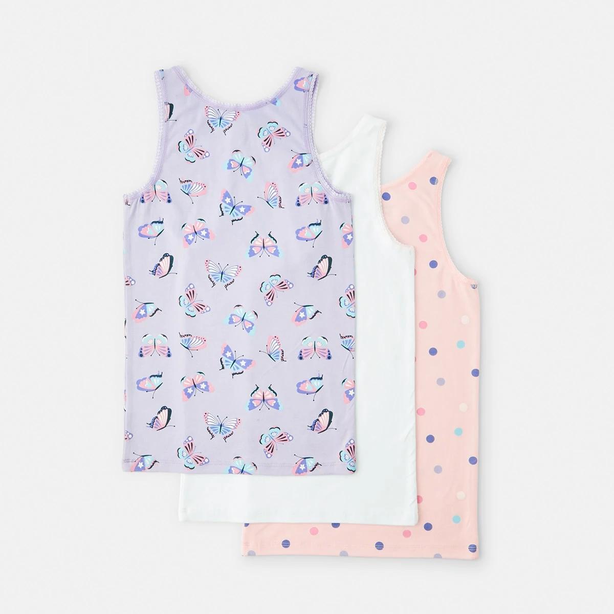 2 3 Pack Super Soft Singlets Butterfly, 2 of 9