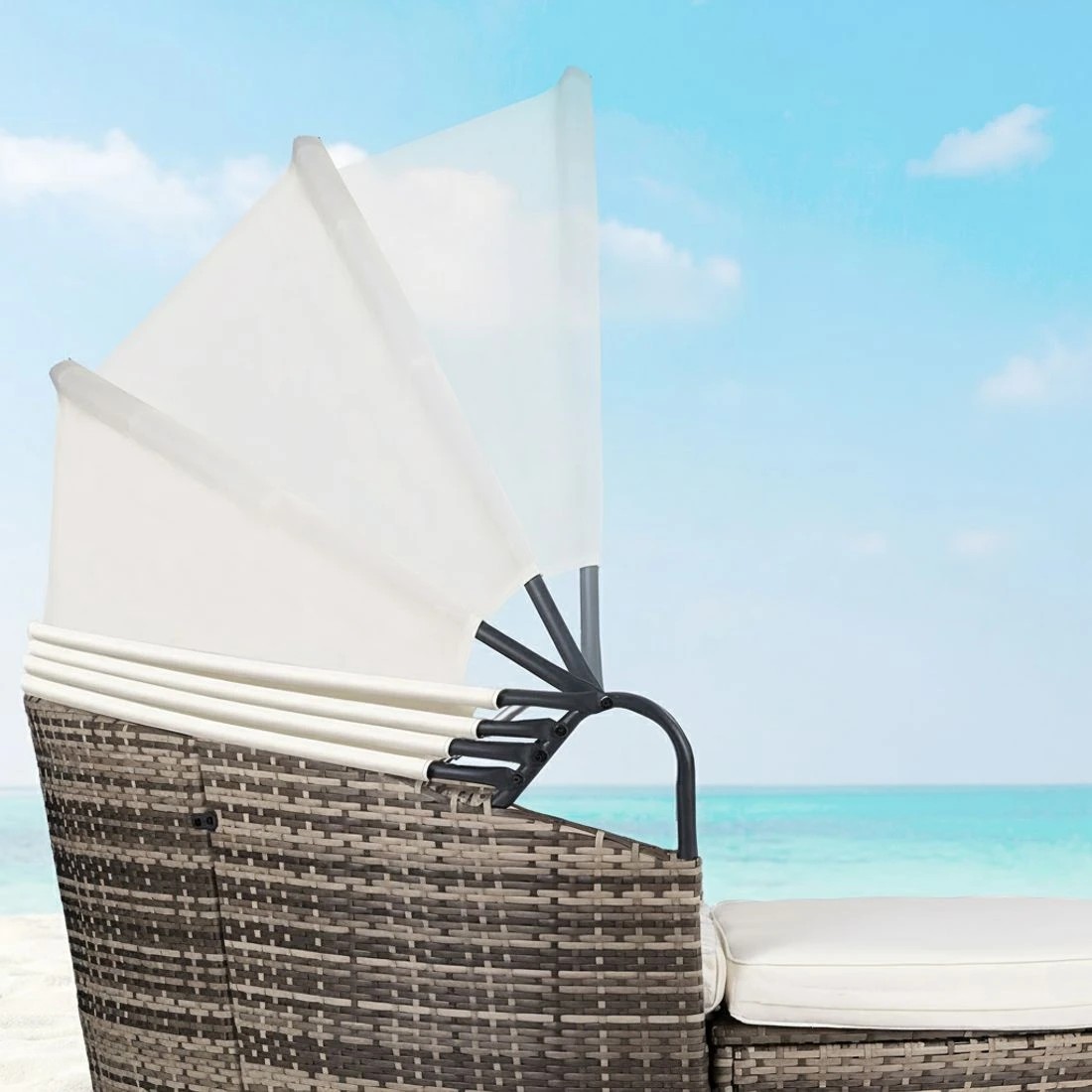 6 Gardeon Outdoor Day Bed Sun Lounge Setting Wicker Lounger Furniture Patio Set of 3 - Beige, 6 of 7