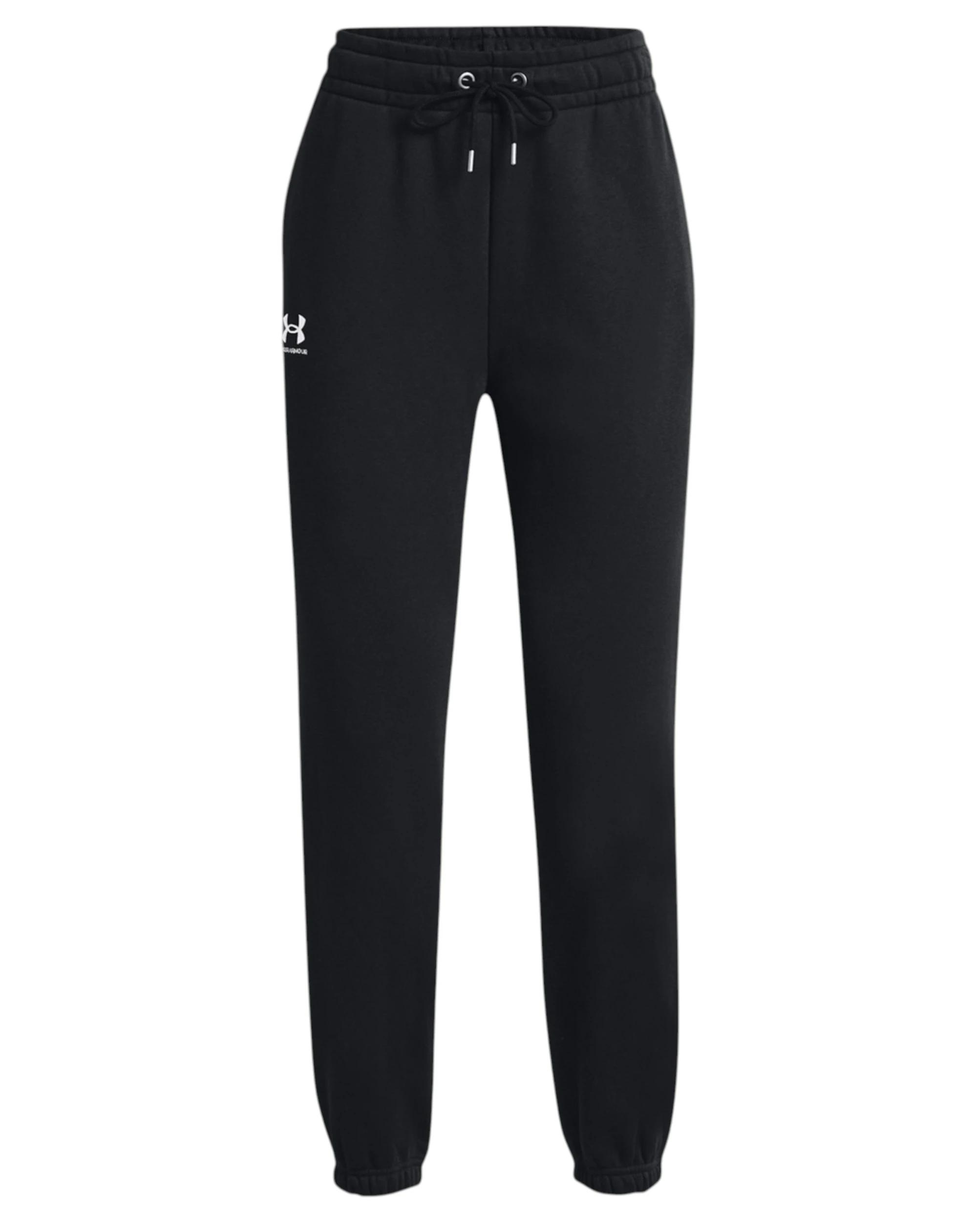 1 Under Armour Womens Icon Essential Fleece Joggers Black/ White Trackies BLACK, 1 of 6