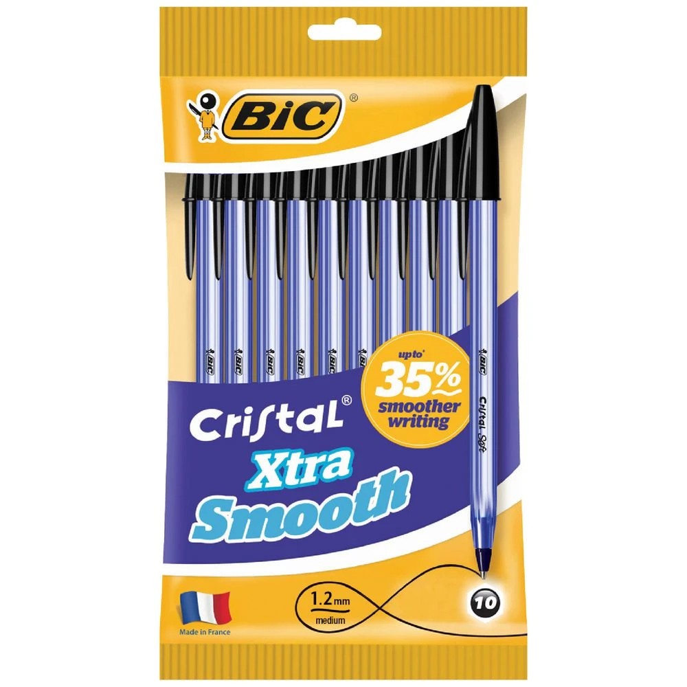 1 BIC Cristal Xtra Smooth Ballpoint Pens Black 10 Pack, 1 of 3