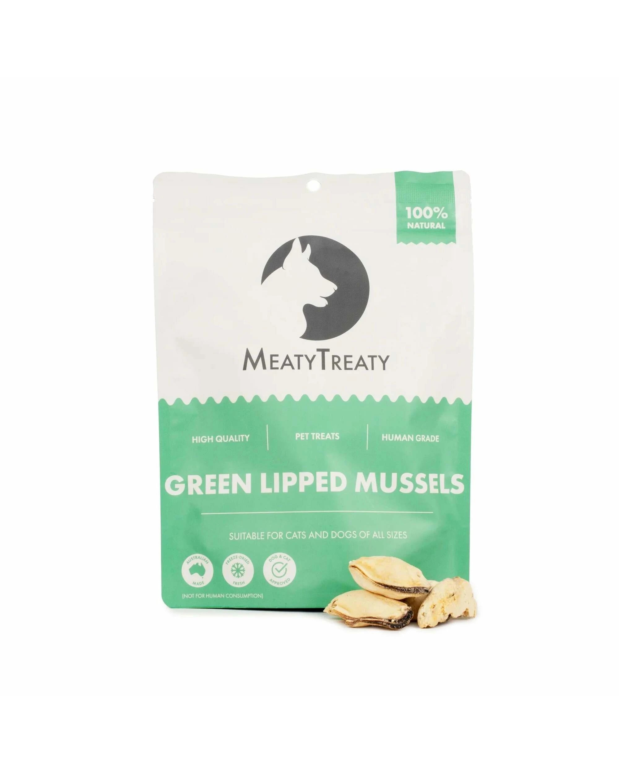 1 Meaty Treaty Freeze Dried New Zealand Green Lipped Mussels Cat & Dog Treats 50g, 1 of 1