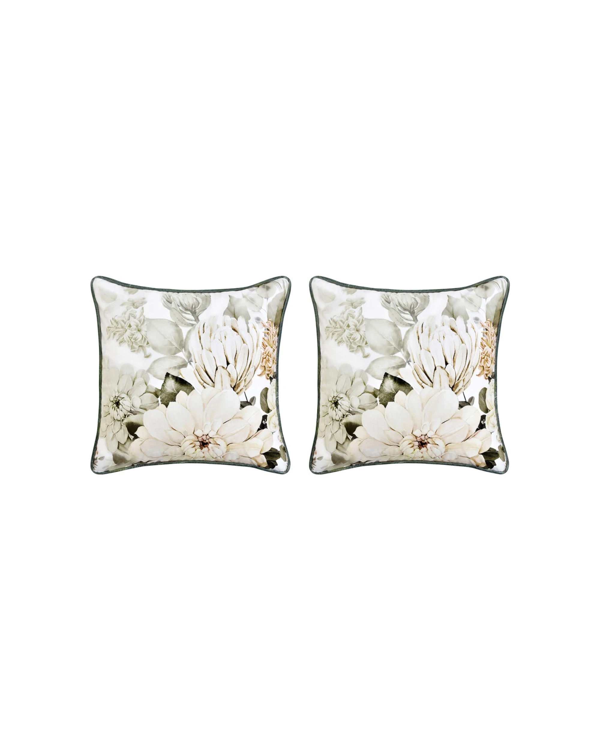 1 Bianca Giselle Square Cushion 2PK Polyester Velvet Floral Cord Trim 43x43cm - Pattern, 1 of 1