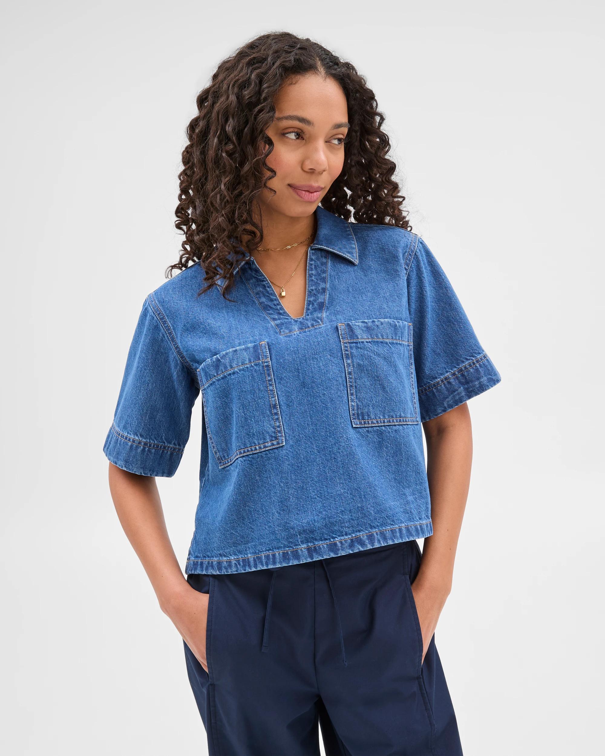 4 Target Denim Tunic Top MEDITERRANEAN BLUE, 4 of 5