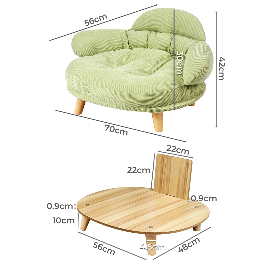 3 Pawz Elevated Pet Sofa Xl - Green, 3 of 7