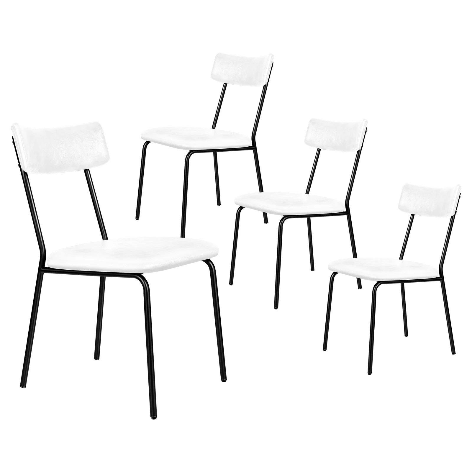 1 Alfordson 4x Dining Chairs Accent Kitchen Lounge Curved Back PU Leather - White, 1 of 9