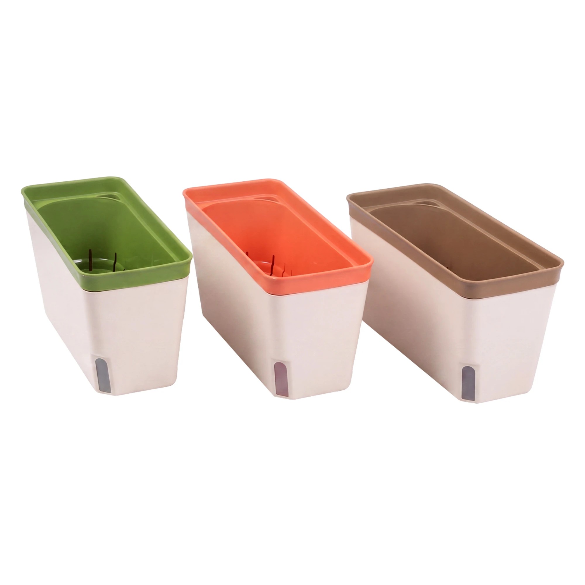 2 TOQUE Self Watering Pot With Water Level Indicator For Herbs White 3 Pack, 2 of 8