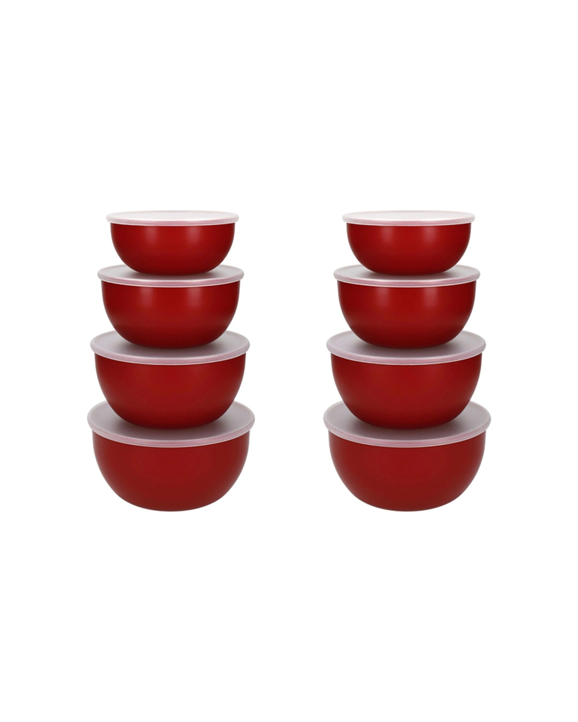 1 KitchenAid 2x 4pc Plastic Mixing Prep Bowls With Lids Cooking Kitchen Tool - Red, 1 of 4