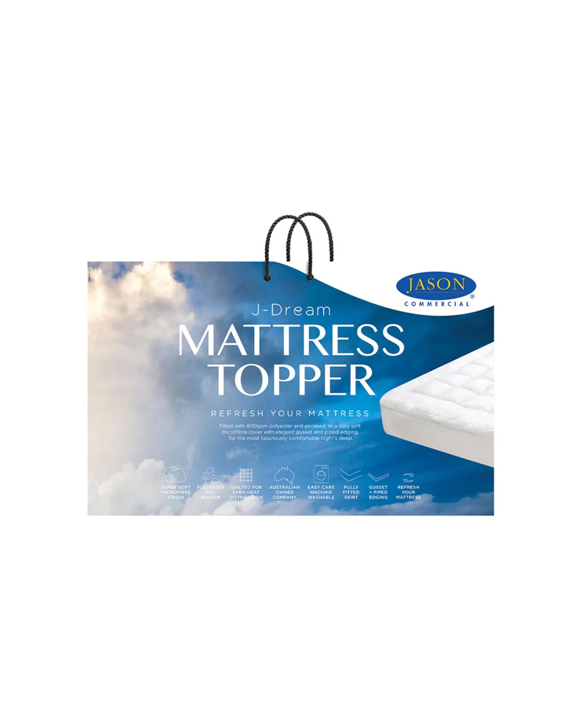 1 Jason Commercial Single J-Dream Mattress Topper 203x107x40cm - White, 1 of 1