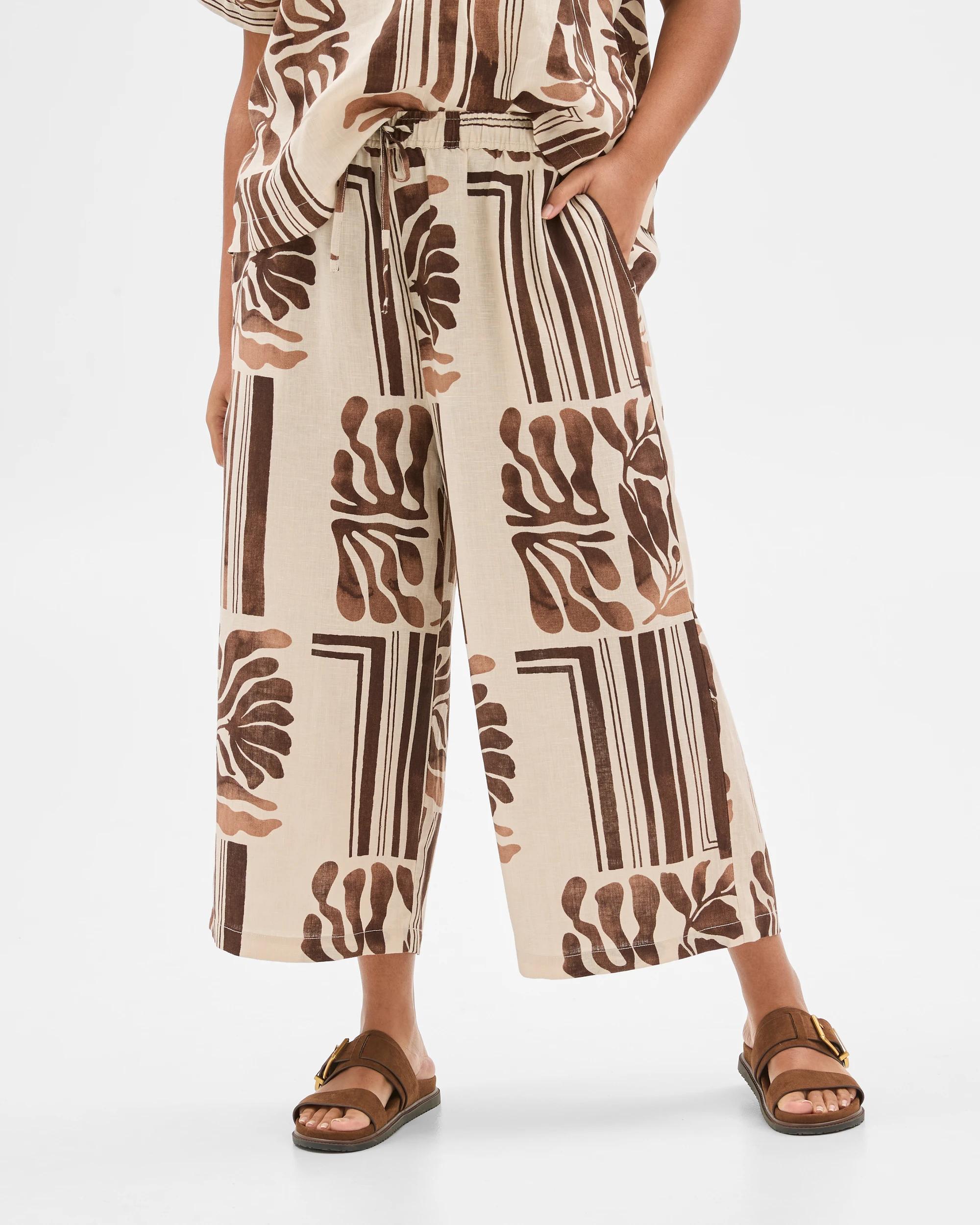 2 Target Plus Size European Linen Cropped Pants BATIK PRINT, 2 of 6