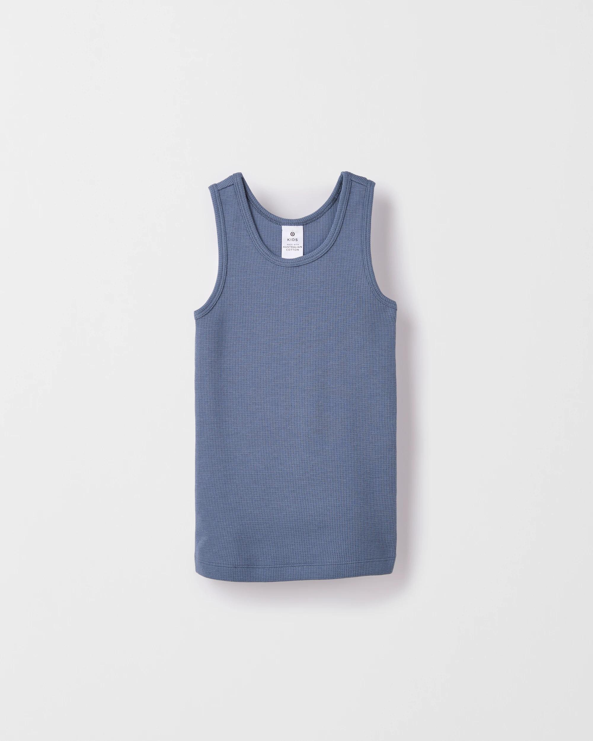 3 Target Kids Australian Cotton 2 Pack Boys Waffle Thermal Vests FLINT STONE/PARCHMENT, 3 of 4