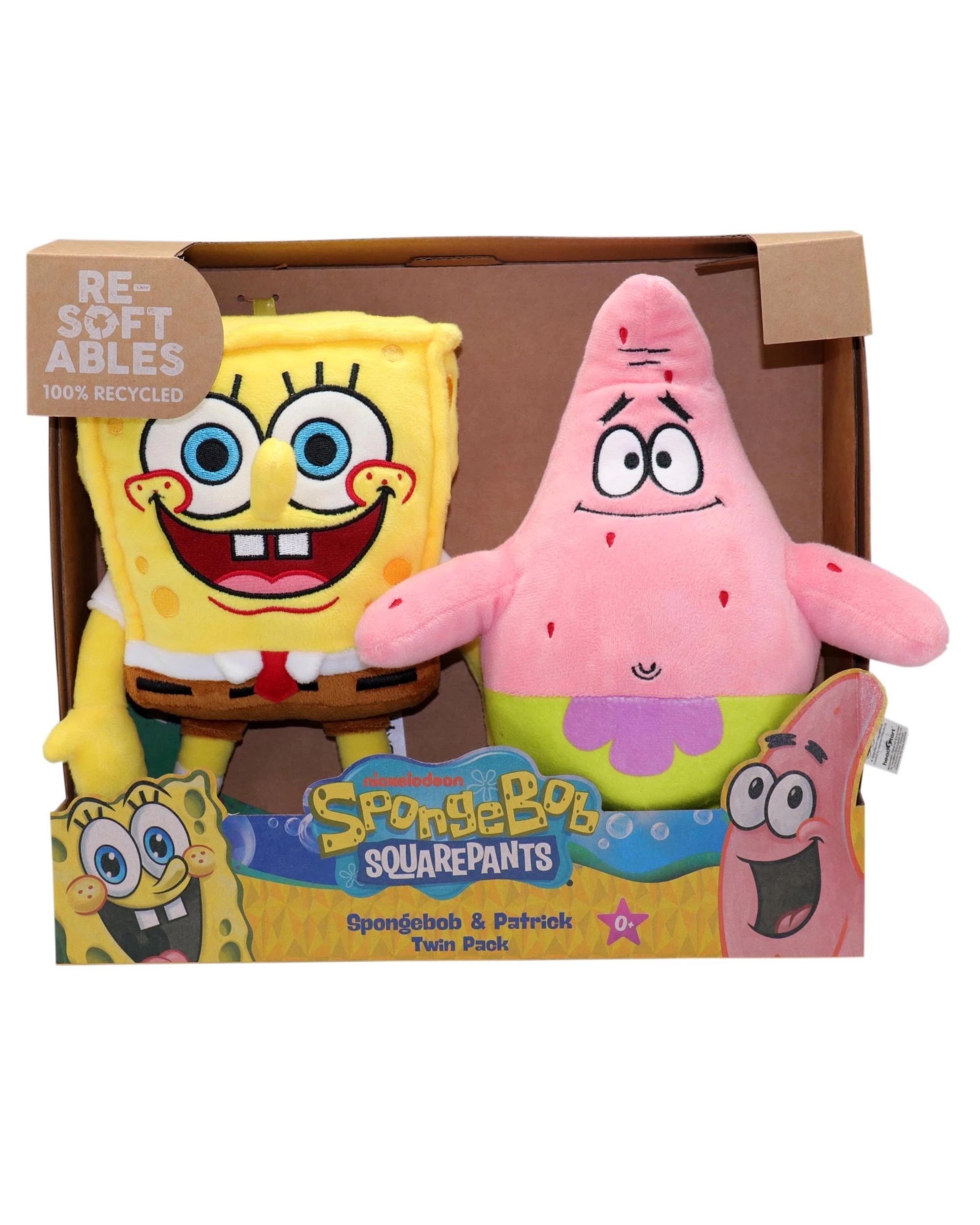 1 Resoftables SpongeBob SquarePants Spongebob and Patrick 10 inch Plush 2 Pack, 1 of 9