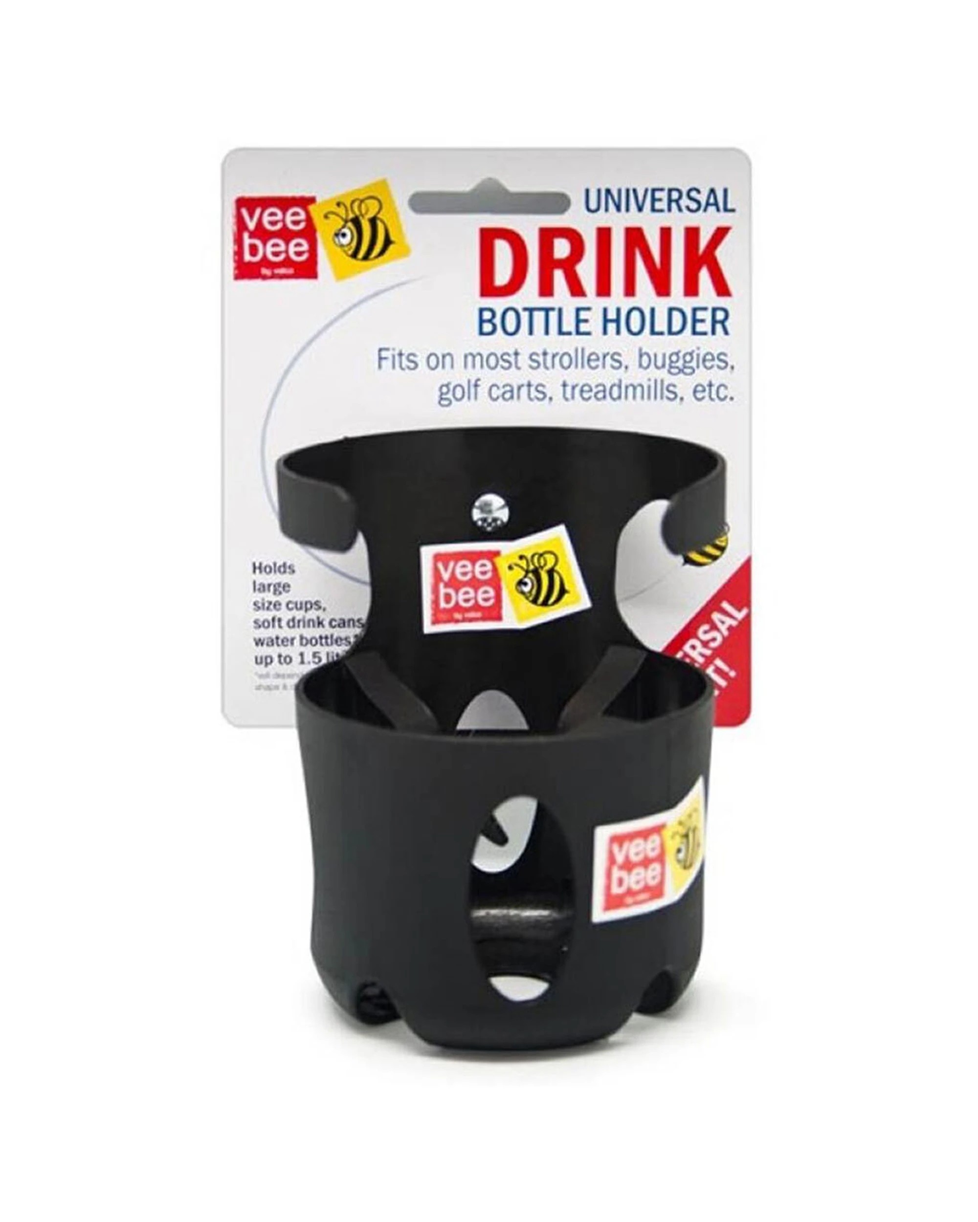 1 VeeBee Pram Stroller Cup Bottle Universal Holder Up To 1.5L Auto Leveller. - Black, 1 of 3