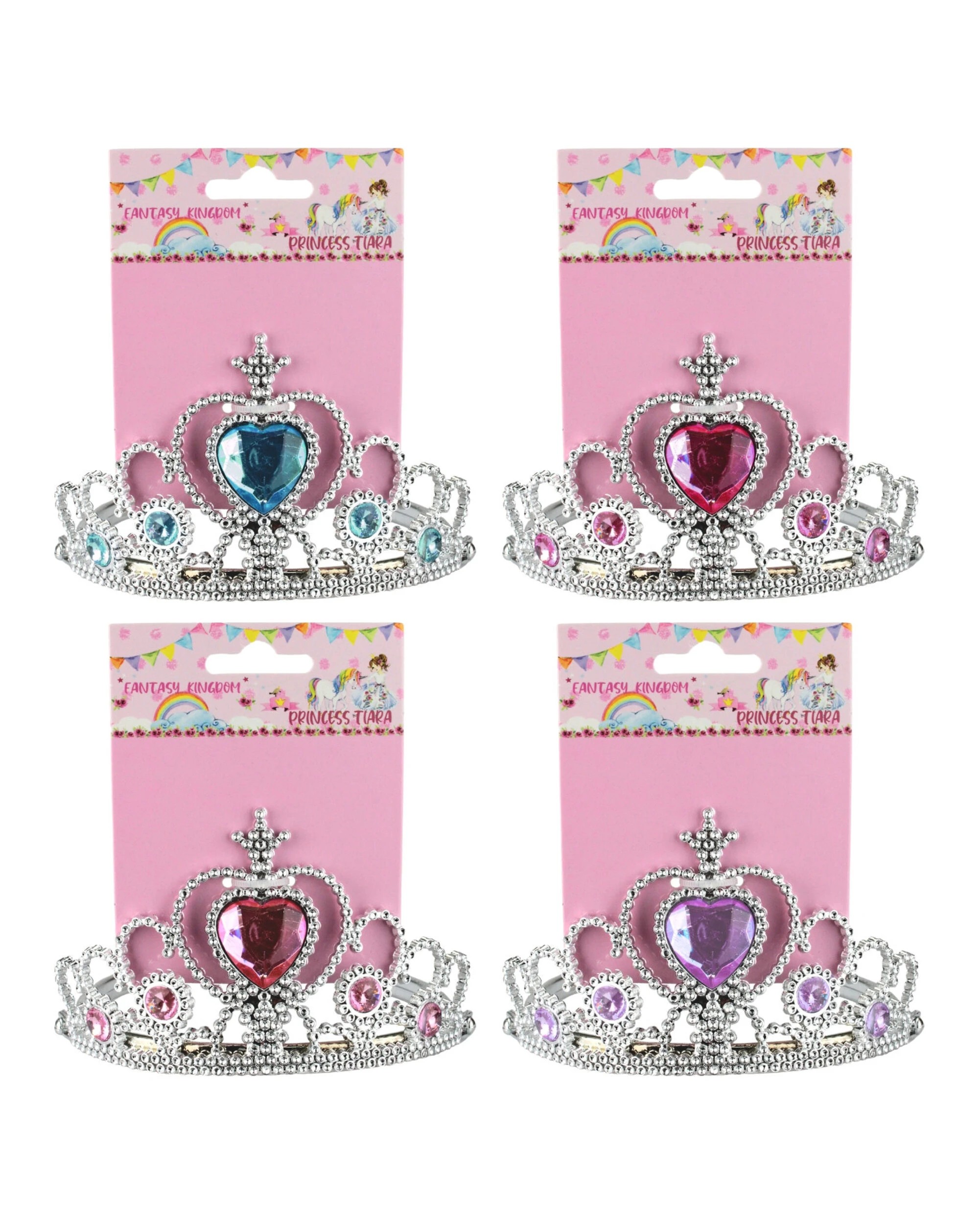 3 Party Planet Silver Princess Heart Gem Tiara Assorted, 3 of 4