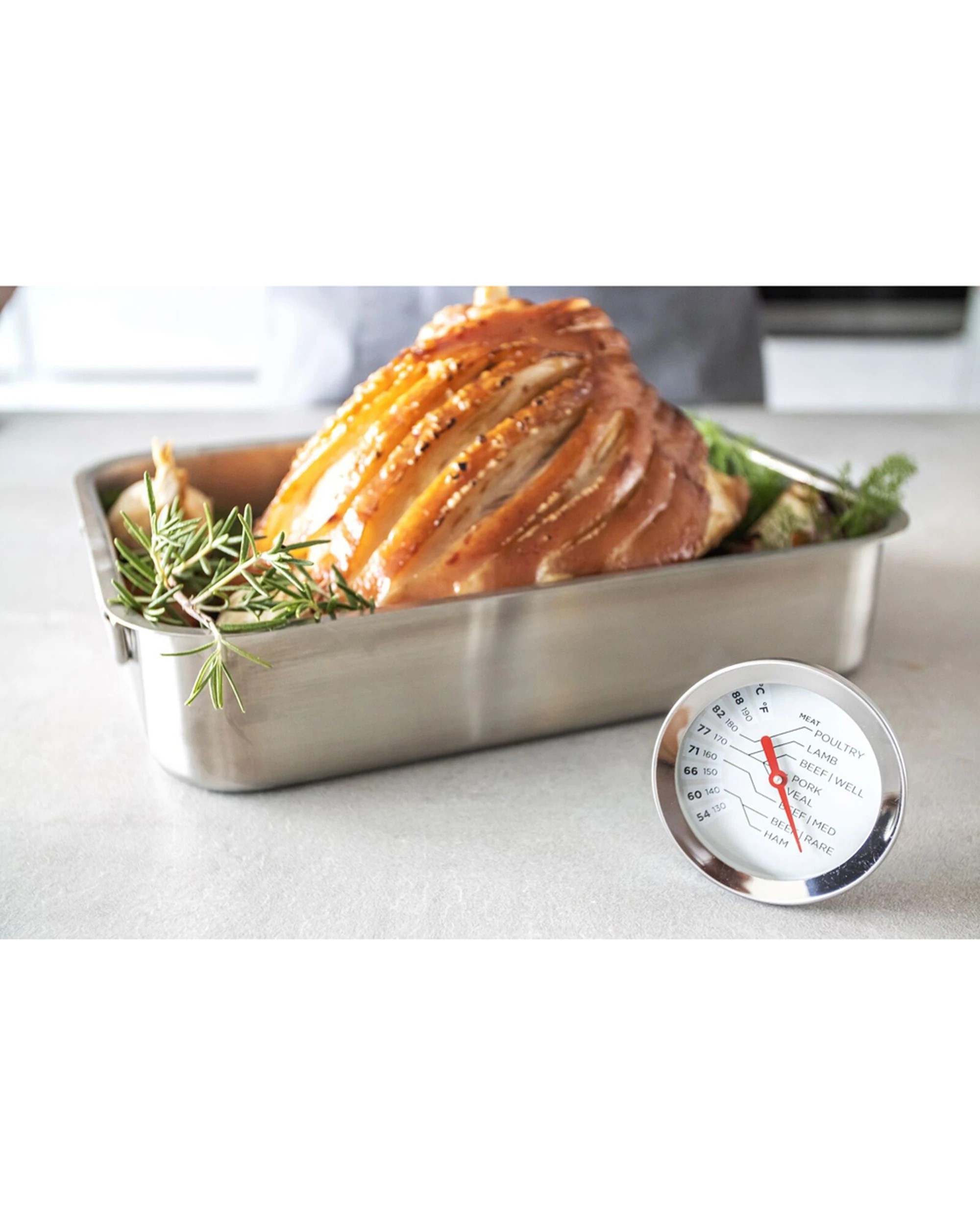 2 Mastercraft 2PK Meat Thermometer Stainless Steel Easy Read Dial 13.5cm Kitchen Cooking Tool Set - Silver, 2 of 3