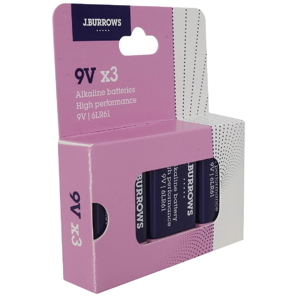 3 J.Burrows 9V Batteries 3 Pack, 3 of 7