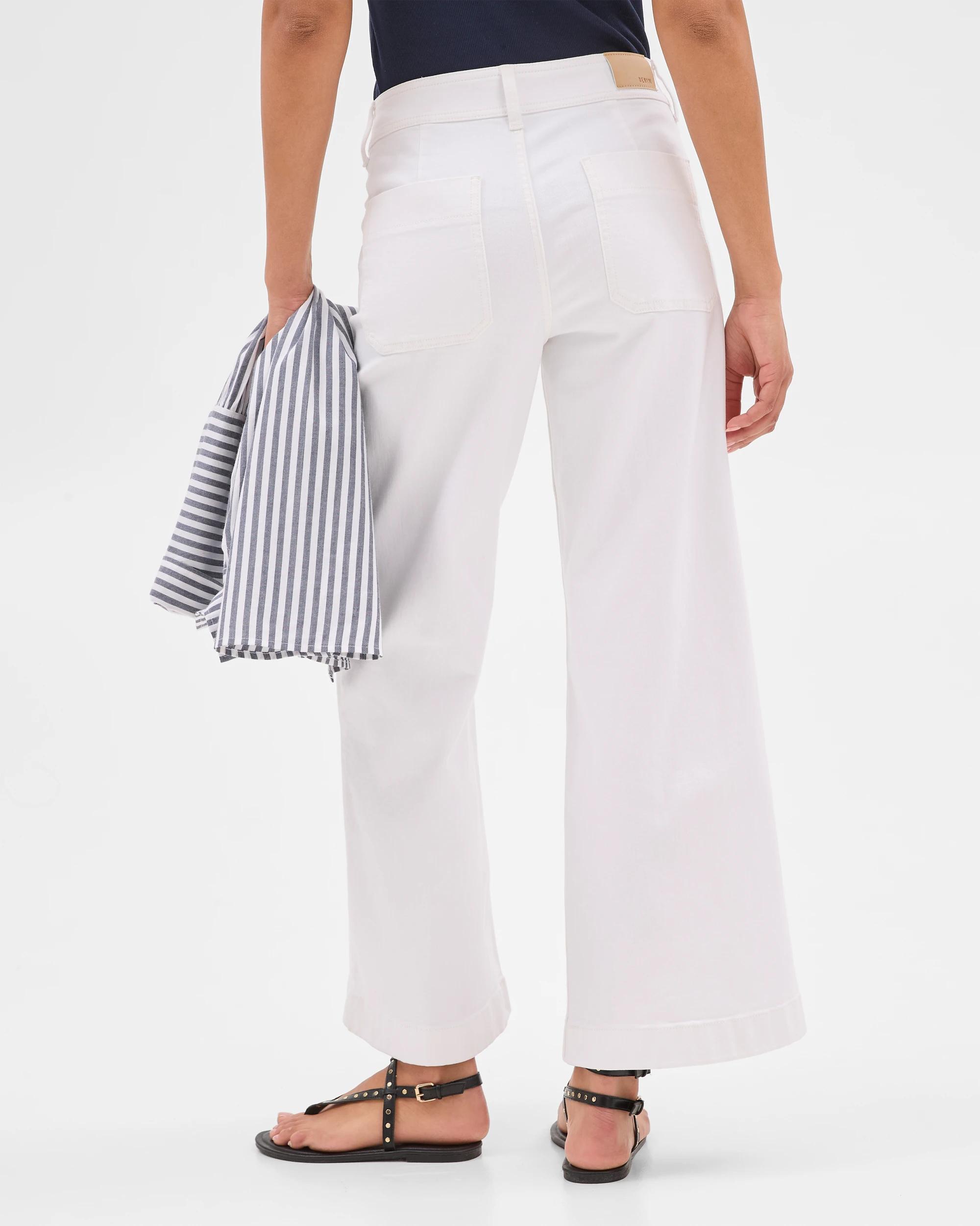 4 Target High Rise Full Length Flat Front Wide Leg Denim Jeans - Mila WHITE, 4 of 5