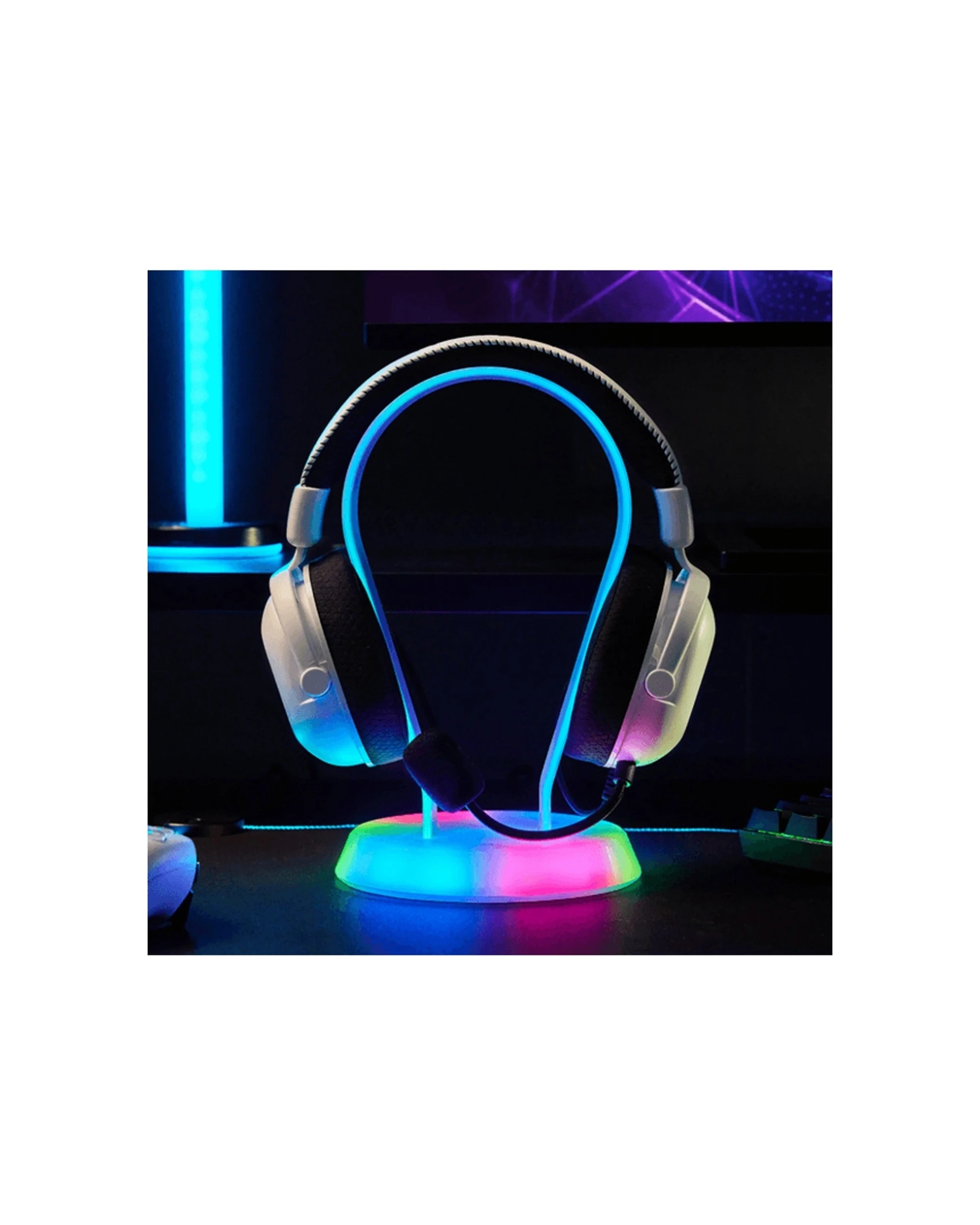 4 4Gamers Light Up Charging Gaming Headset Holder Stand Multiformat For PS5 PS4 - White, 4 of 5