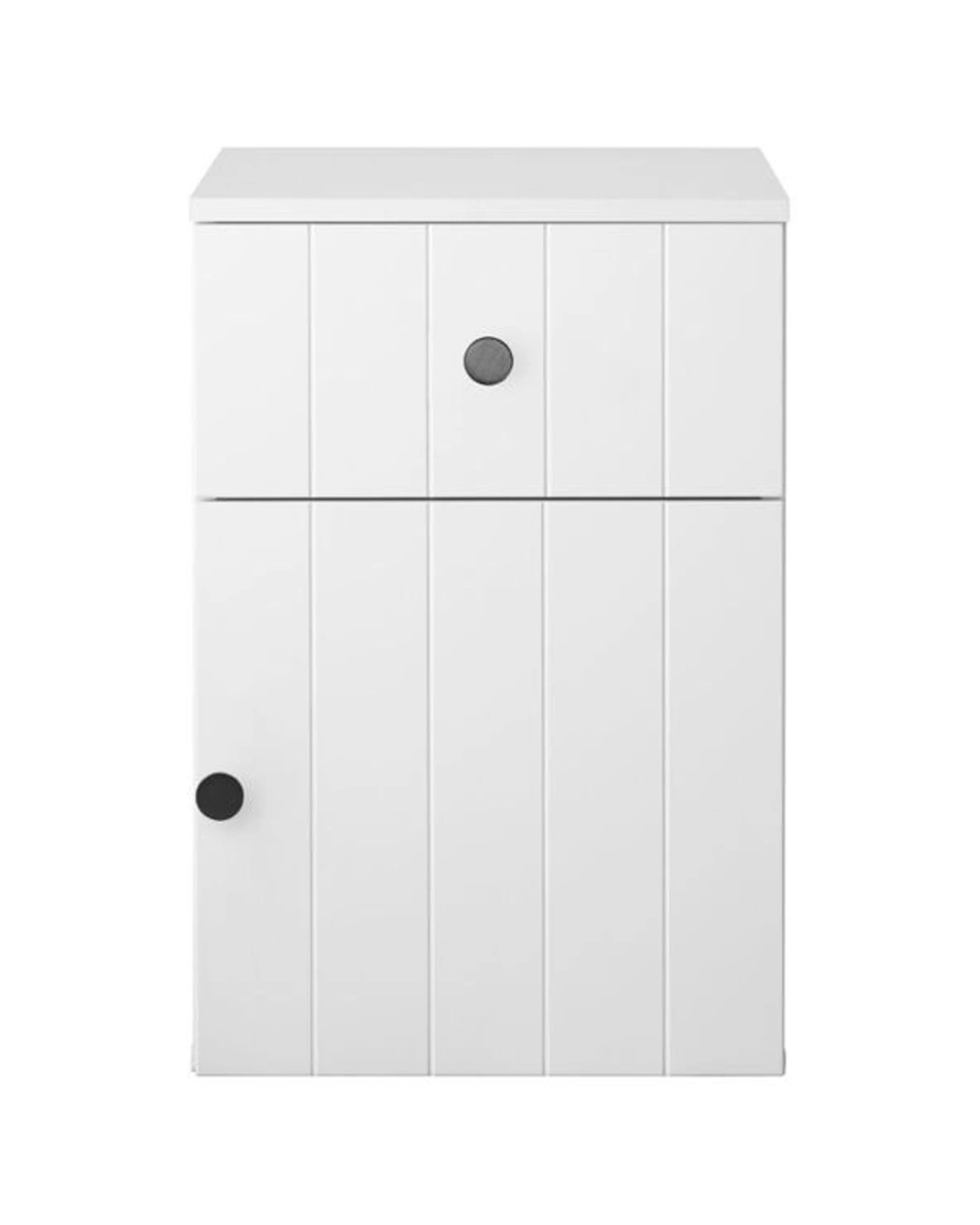 1 European Cabinetry Porto VJ Panel Front Bedside Table Round Handle - White, 1 of 4