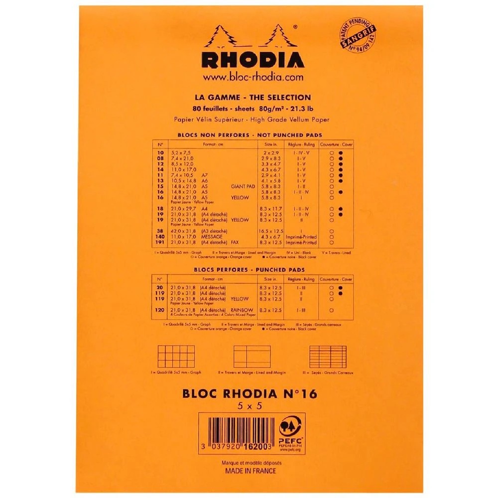 4 Rhodia No. 16 A5 Graph Pad Orange 80 Sheets, 4 of 7