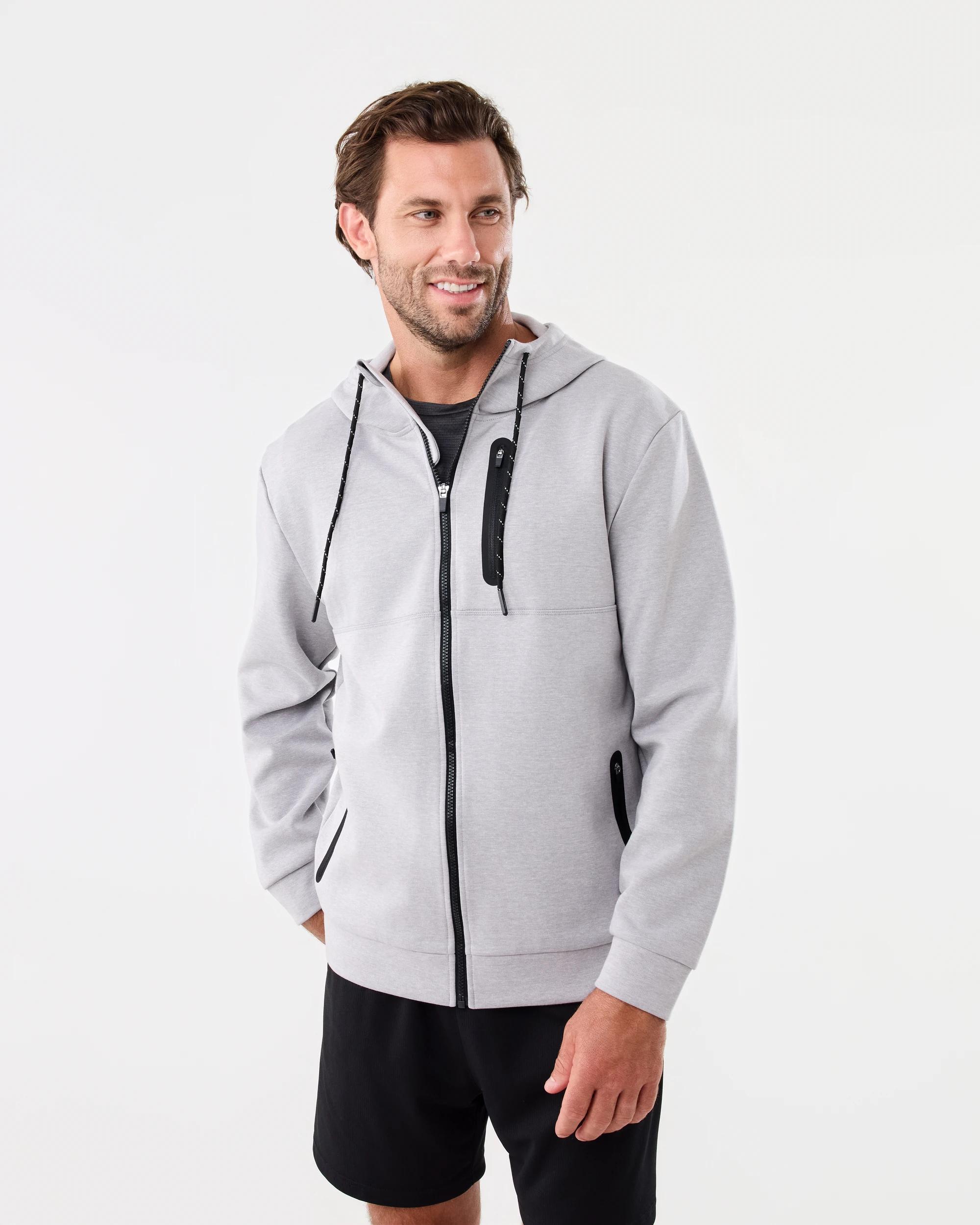 2 Active Mens Sports Tech Hoodie Grey Marle, 2 of 8