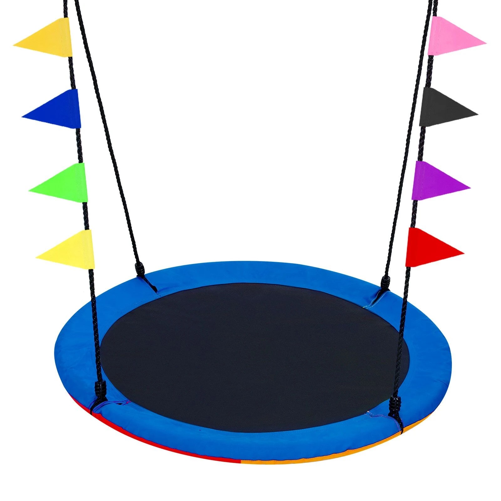 7 Kidbot 100cm Flying Saucer Tree Swing Seat Outdoor Round Hanging Play Set, 7 of 7