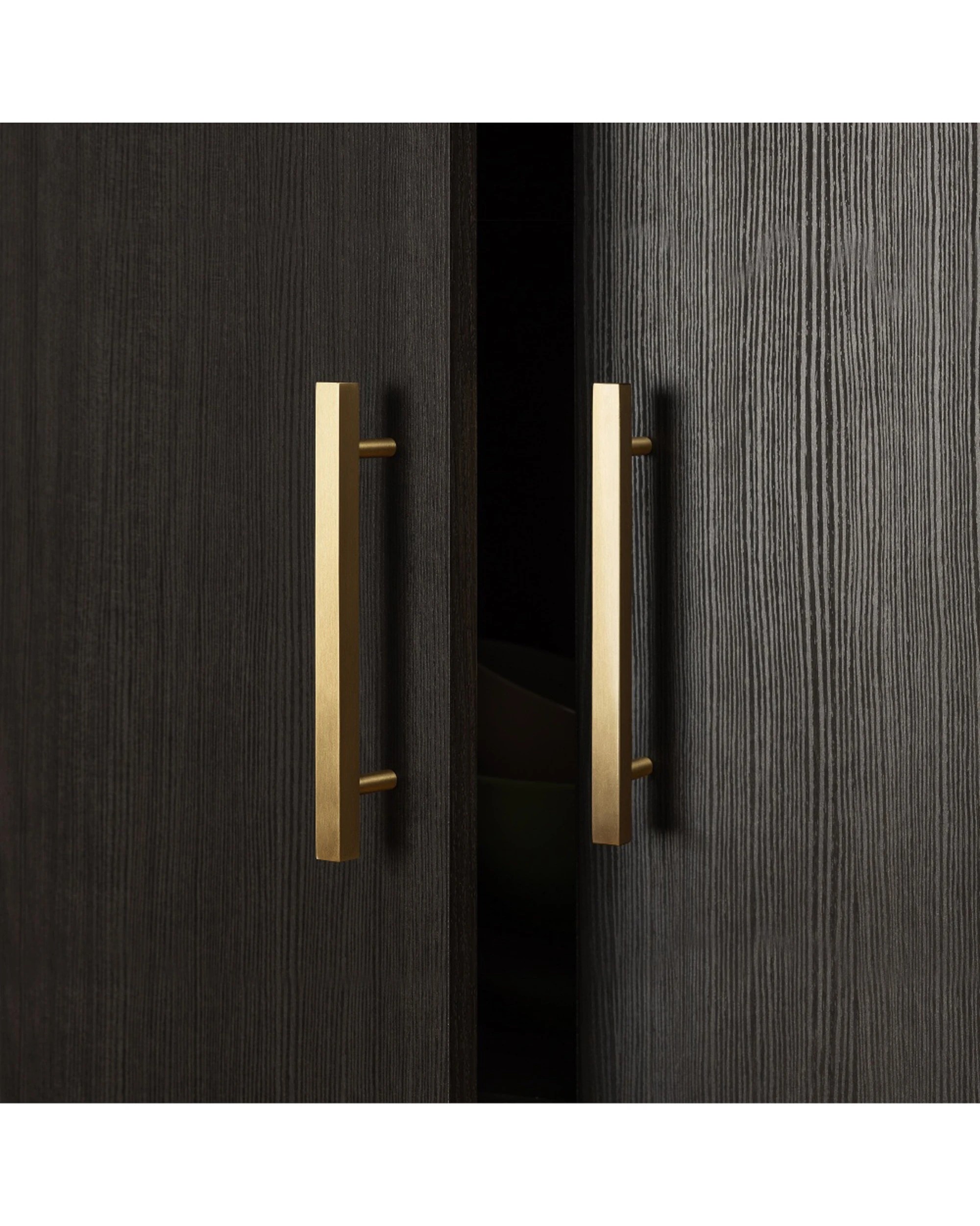 2 European Cabinetry Stockholm Nordic Ash Storage Cupboard Square Brass Handle - Brown, 2 of 5