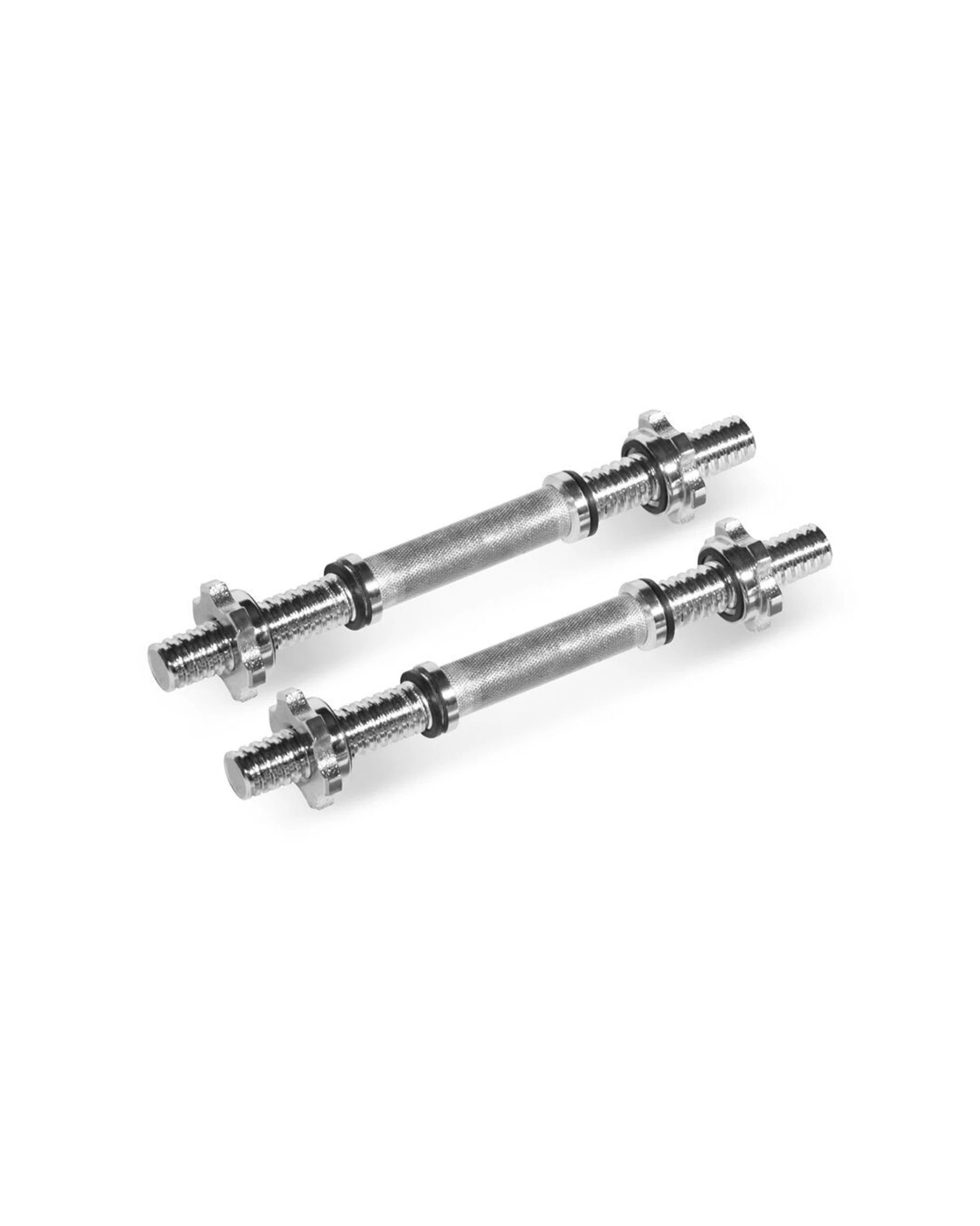 2 BODYWORX Spinlock Dumbbell Handles Pair 14in Threaded Collars 28mm 80kg - Silver, 2 of 4