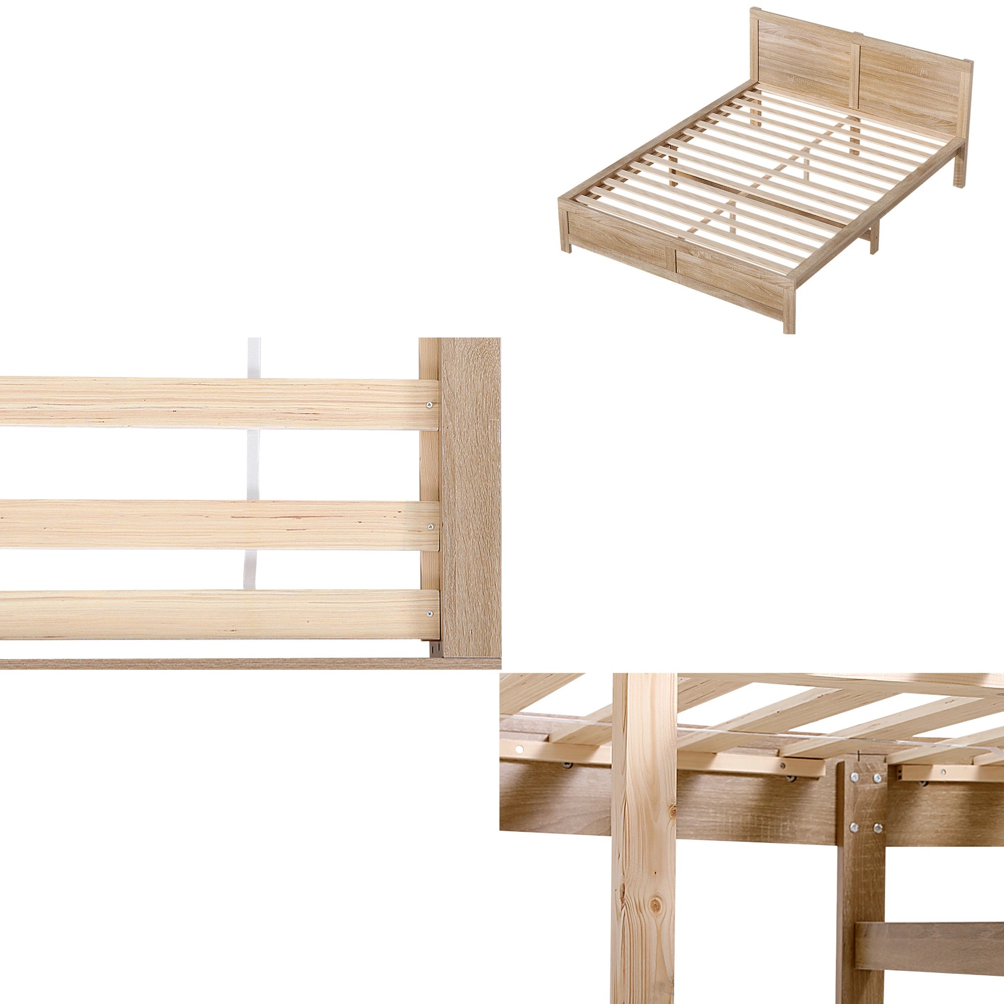 5 RoomSense 26cm Firm Mattress Bundle with Oatmeal Wooden Bed Frame - Queen Bed - Brown, 5 of 9