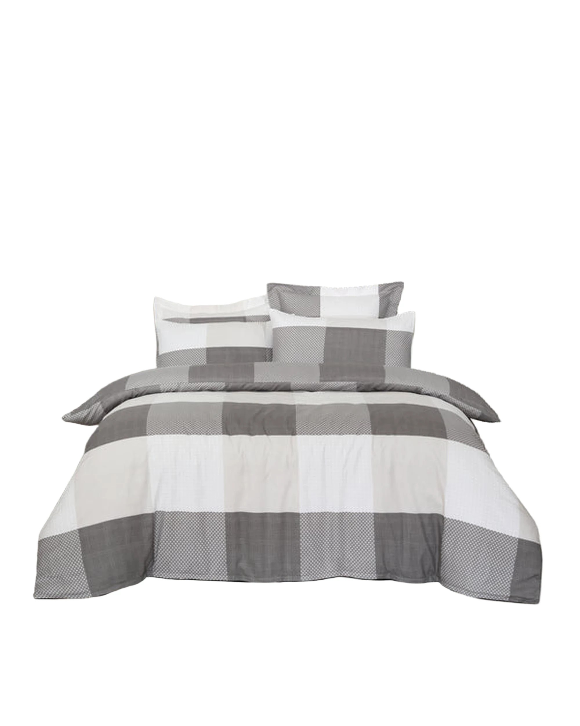 1 Amsons King Single Quilt Cover Set, Premium Double-Brushed Microfiber, Grey Check
 - King Single Bed
 - pattern, 1 of 6