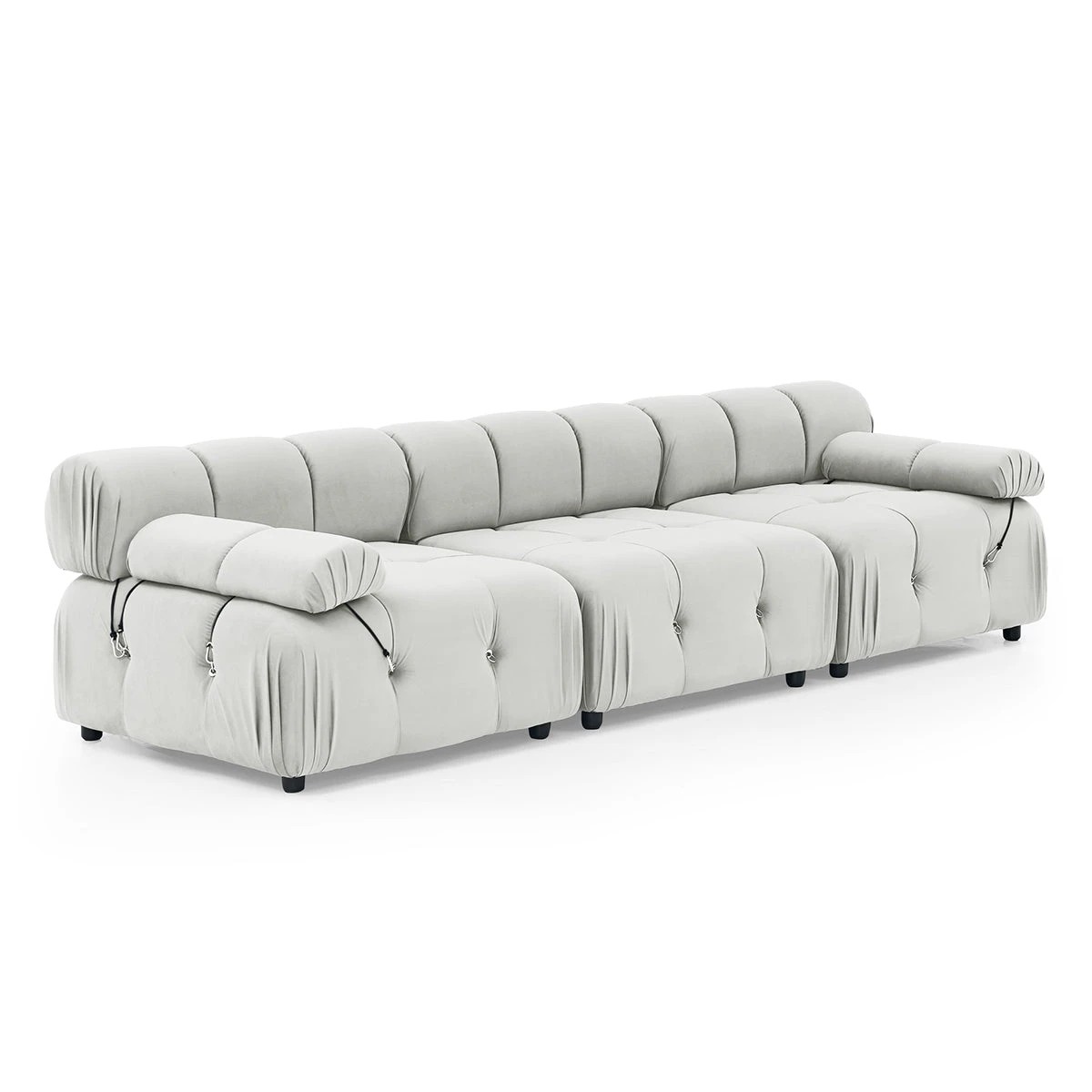 9 Foret 1pc Armless Seat Modular Extension Lounge Couch Tufted Velvet Sofa Beige, 9 of 9