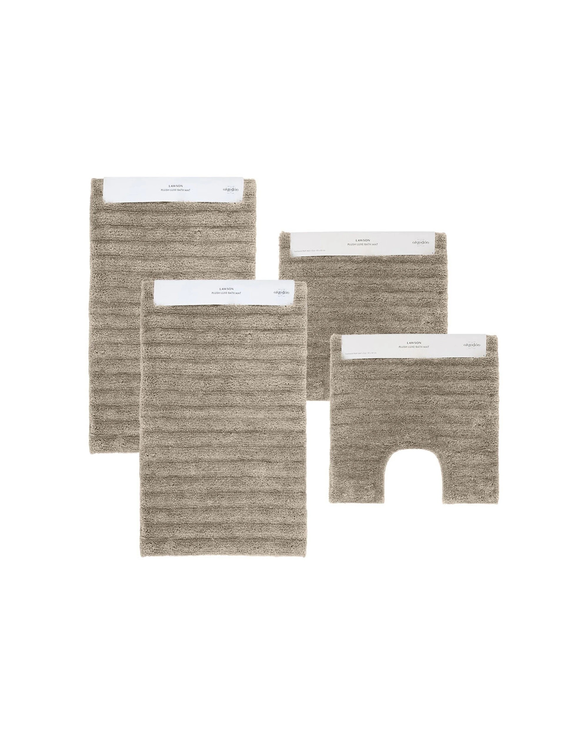 1 Algodon 4PC Lawson Plush Bath Runner Non-Slip Mat Set Taupe - Beige, 1 of 3