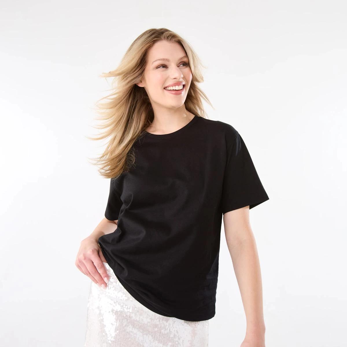 1 Short Sleeve Oversized Boyfriend T-shirt BLACK, 1 of 7