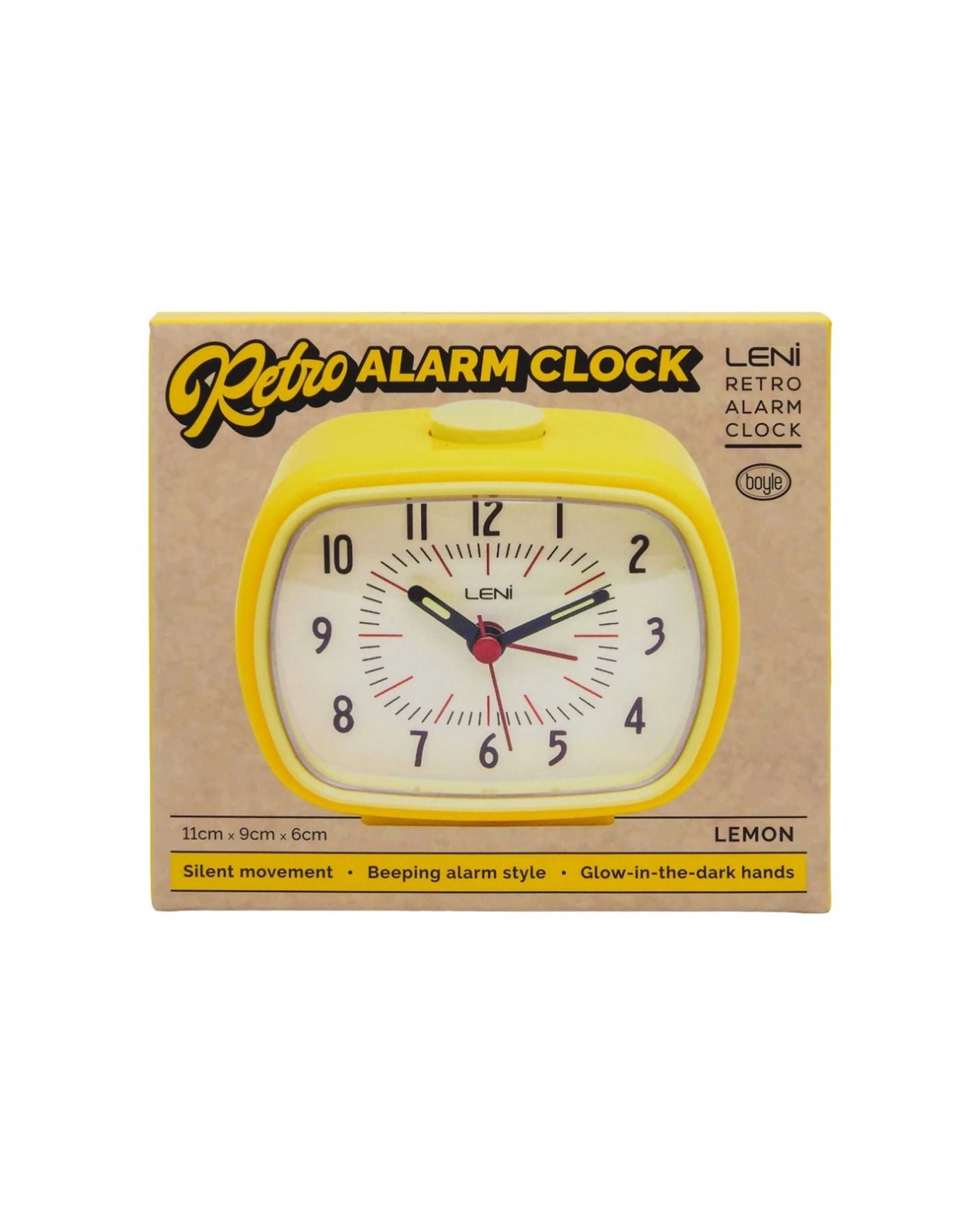 7 Leni Retro 9cm Alarm Clock Luminescent Hands Audible Beep-Beep Alarm - Yellow, 7 of 8