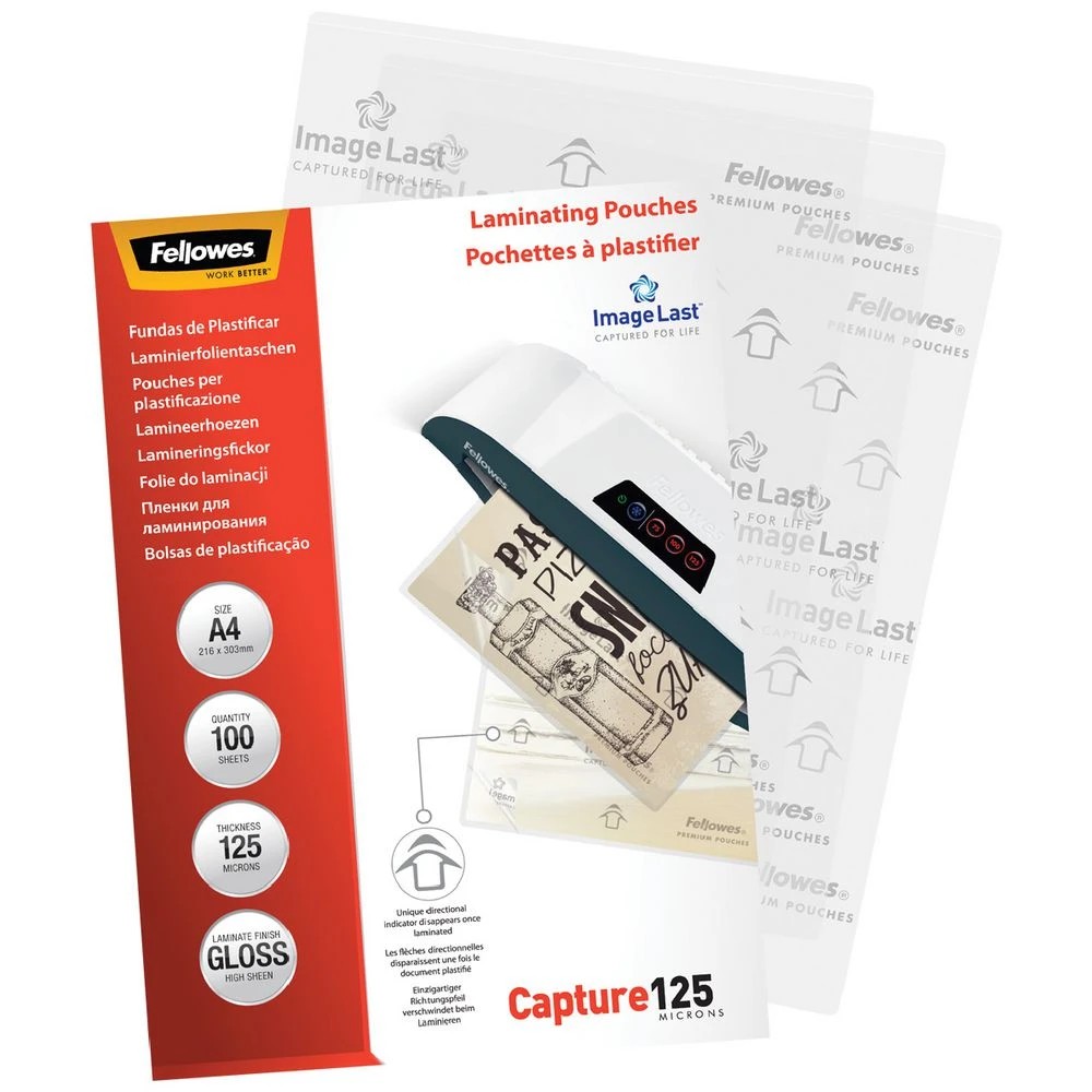 3 Fellowes A4 125 Micron Laminating Pouch Gloss 100 Pack, 3 of 4