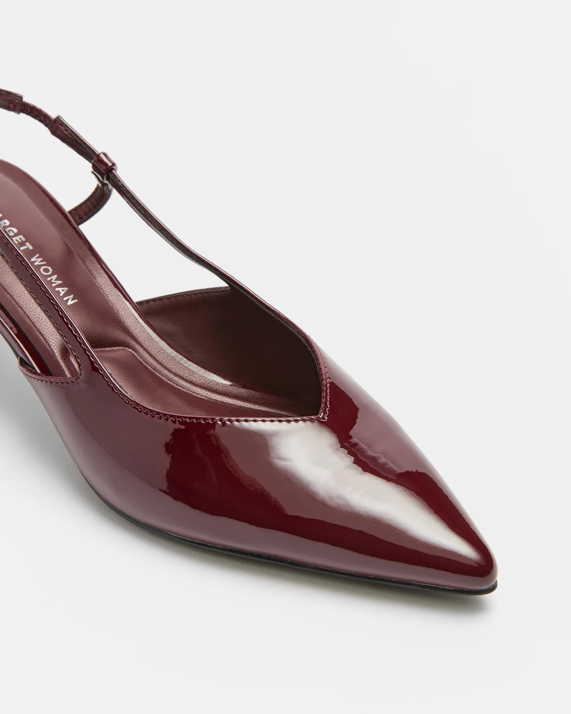 2 Target Womens Low Point Kitten Heel - Sasha BURGUNDY PATENT, 2 of 3