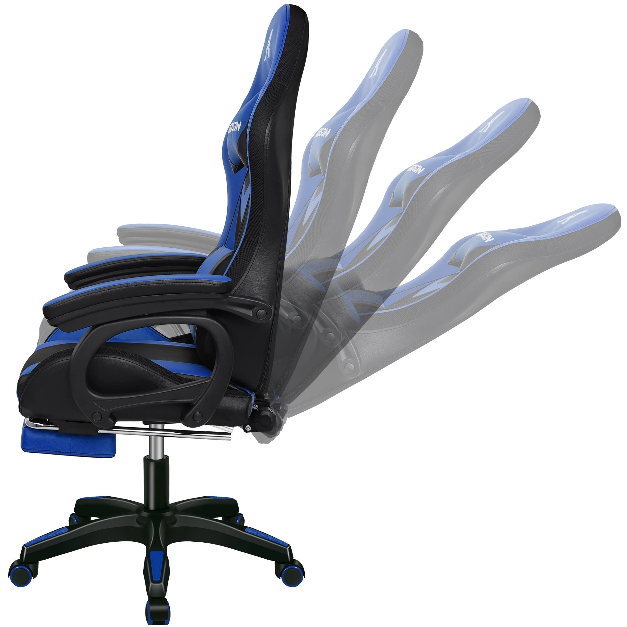 5 Alfordson Gaming Office Chair 12 RGB LED Massage Computer Seat Footrest - Blue, 5 of 10