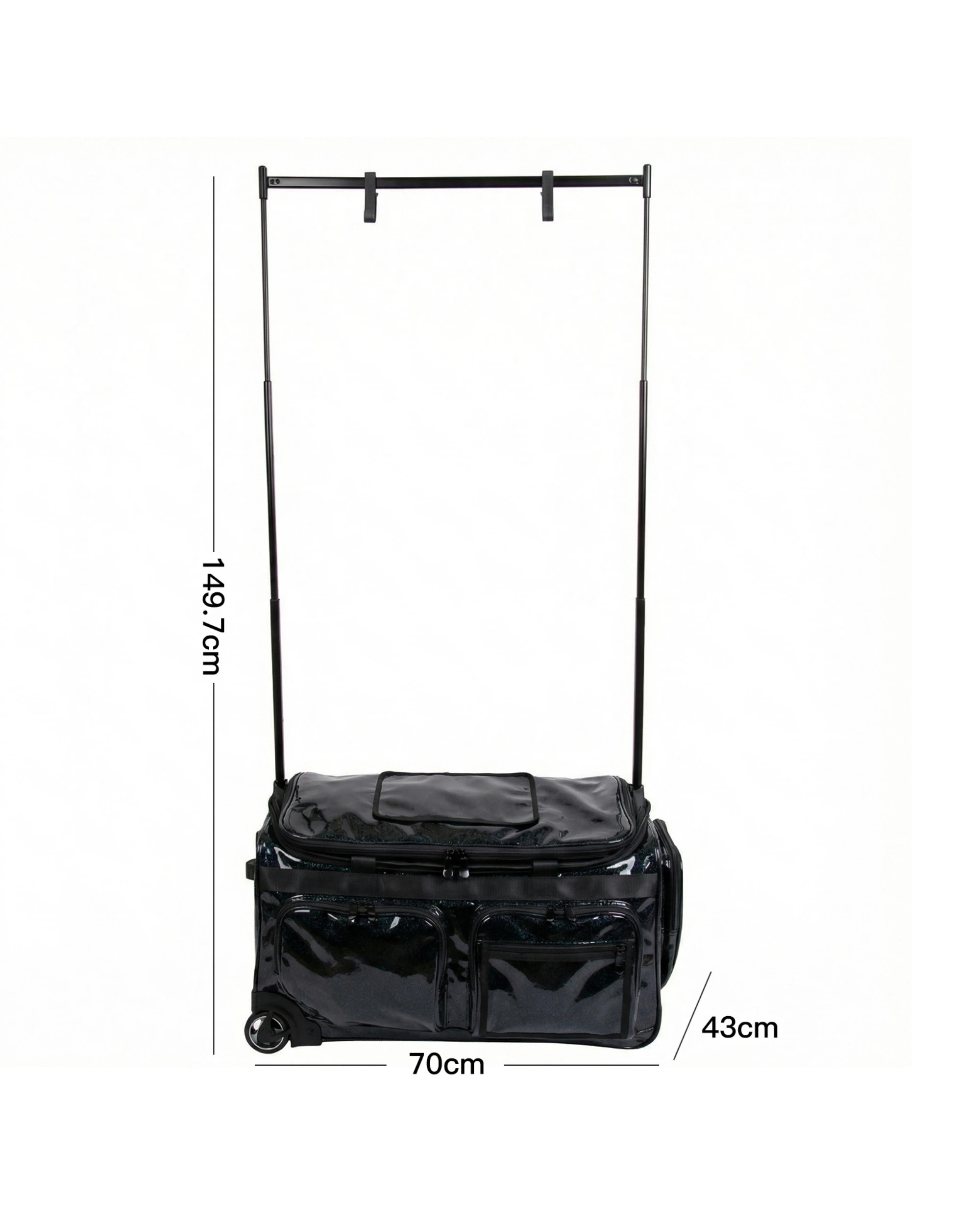 7 Advwin 26" Rolling Dance Bag with Garment Rack Sparkling - Black, 7 of 7