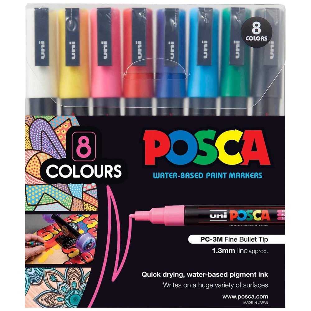 1 POSCA PC3M Paint Markers Assorted 8 Pack, 1 of 7
