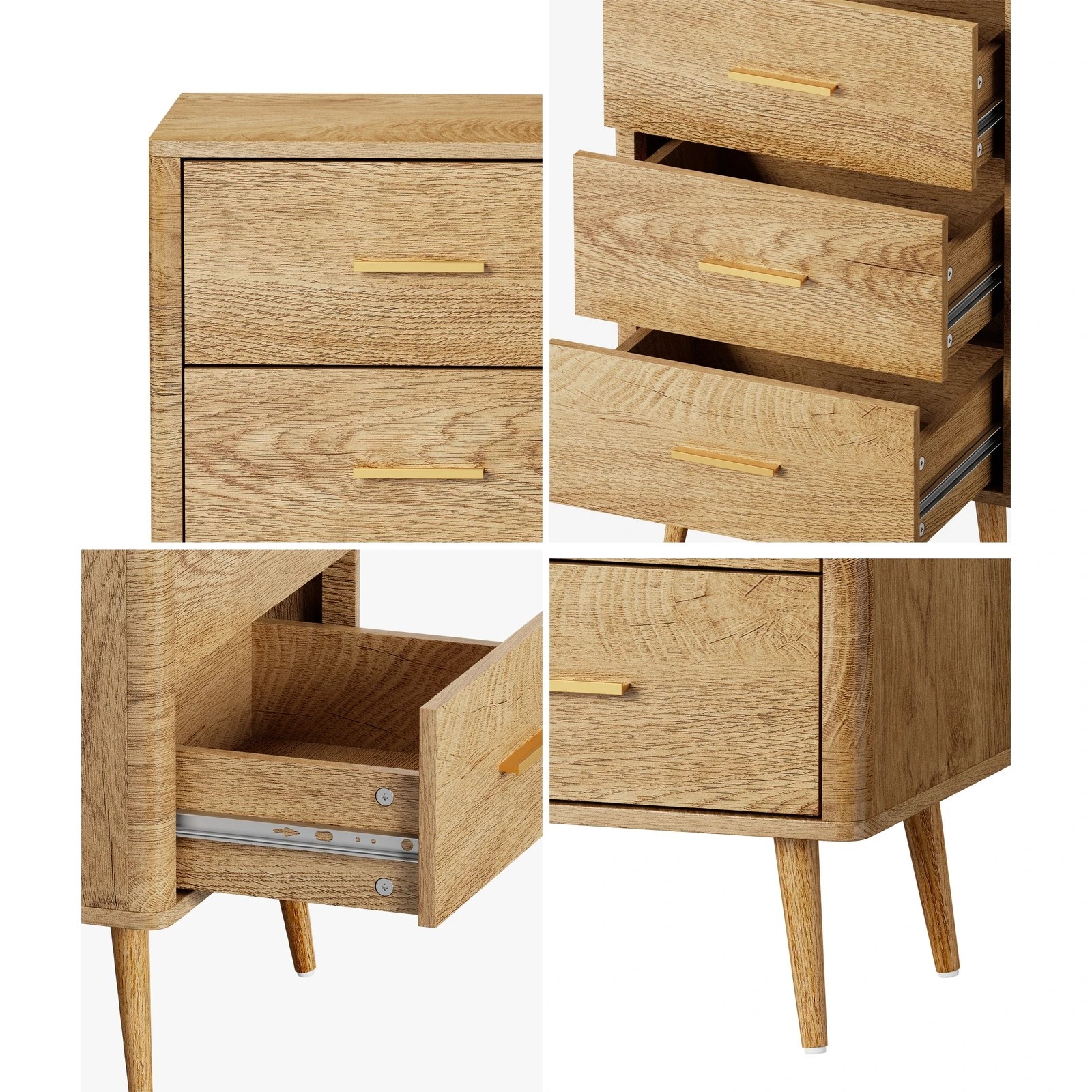 4 Oikiture 3 Chest Of Drawers Dresser Tallboy Storage Cabinet
 - Natural, 4 of 10