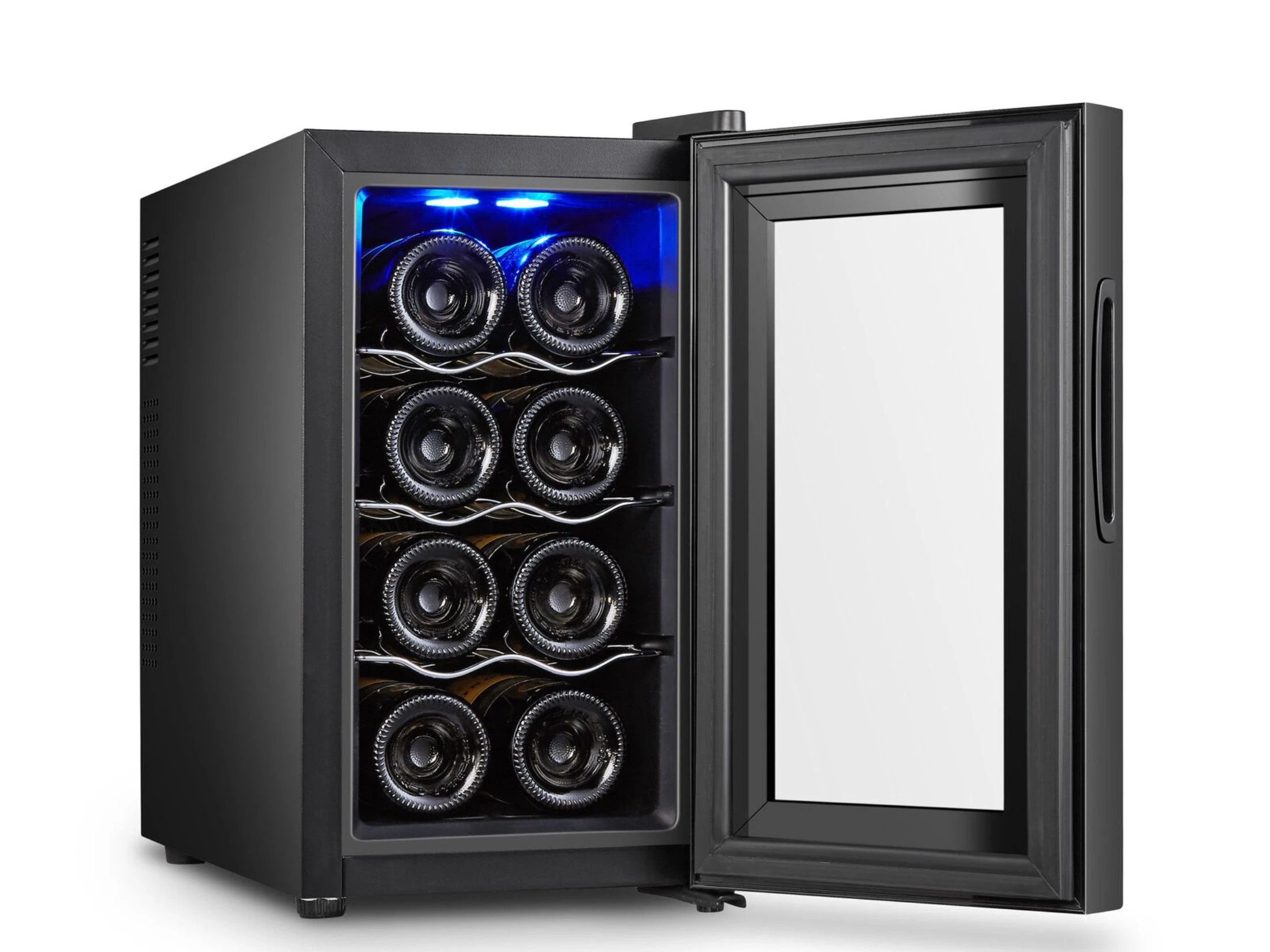 2 Lenoxx 8 Bottle Thermoelectric Wine Fridge, 65W, UV Protected Glass Door, Soft LED Illumination, 2 of 3
