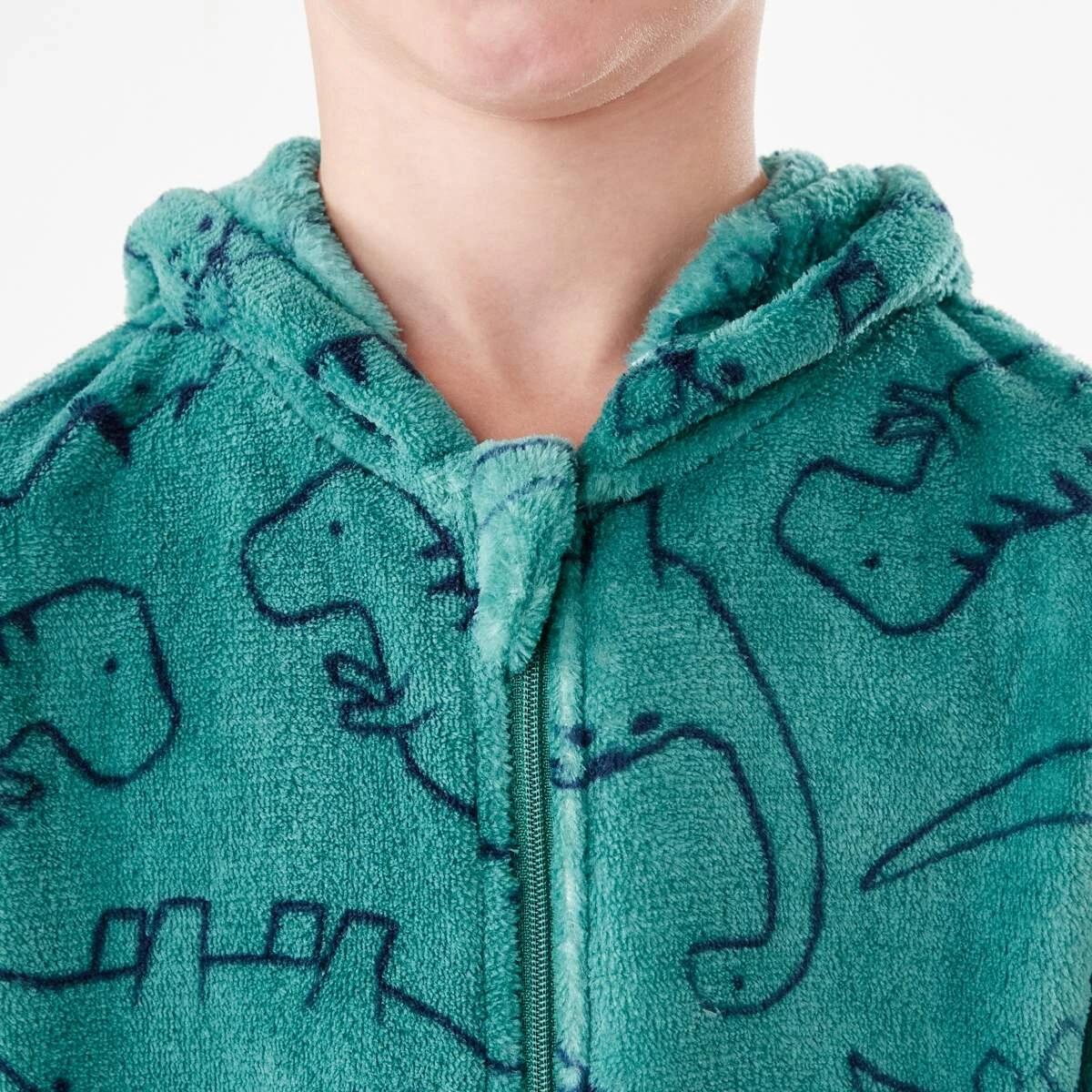 4 Novelty Fluffy All-In-One Sleepsuit Grn Dino, 4 of 9