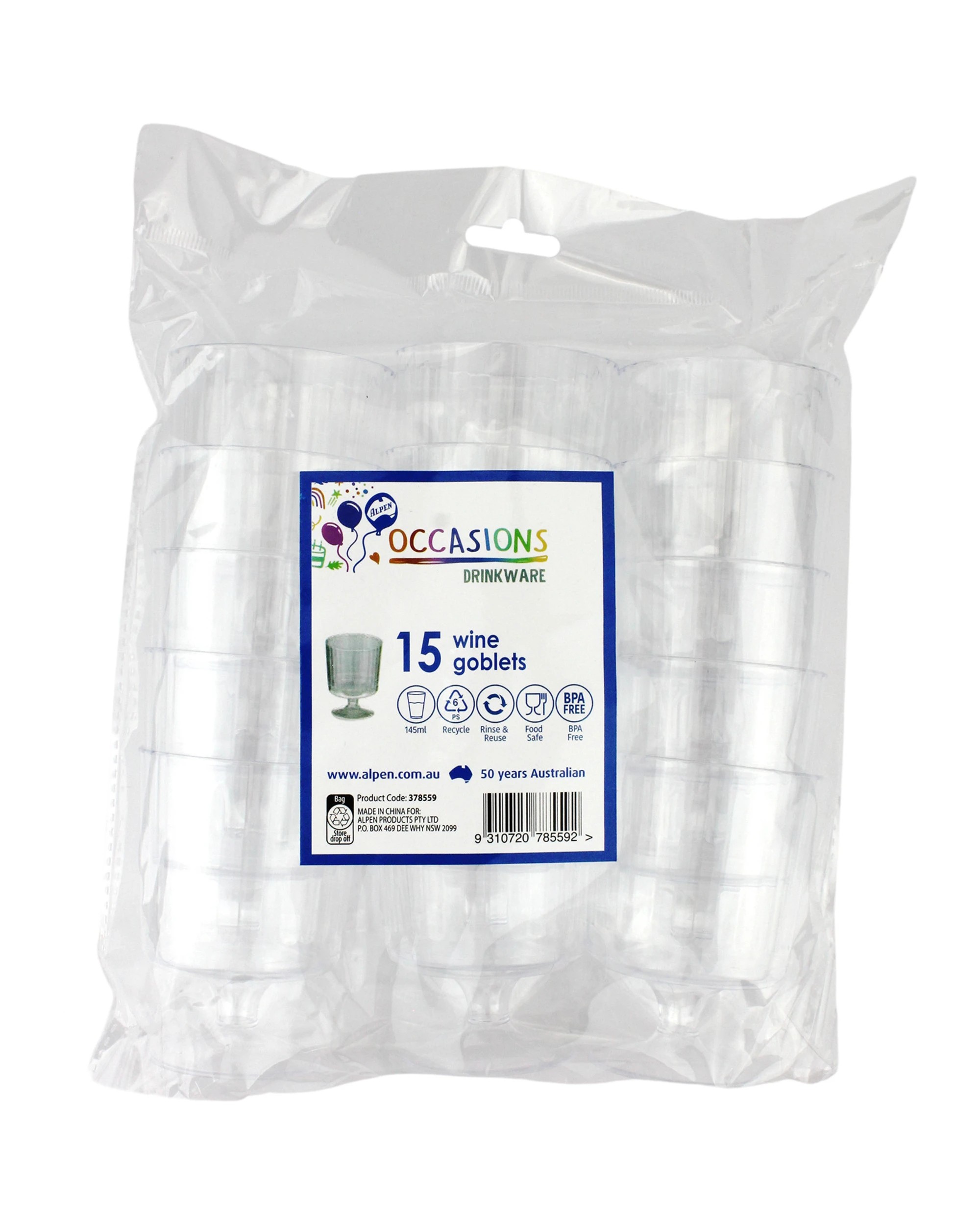 3 Clear Plastic Ribbed Reusable Mini Wine Glasses 145ml (Pack of 15), 3 of 3