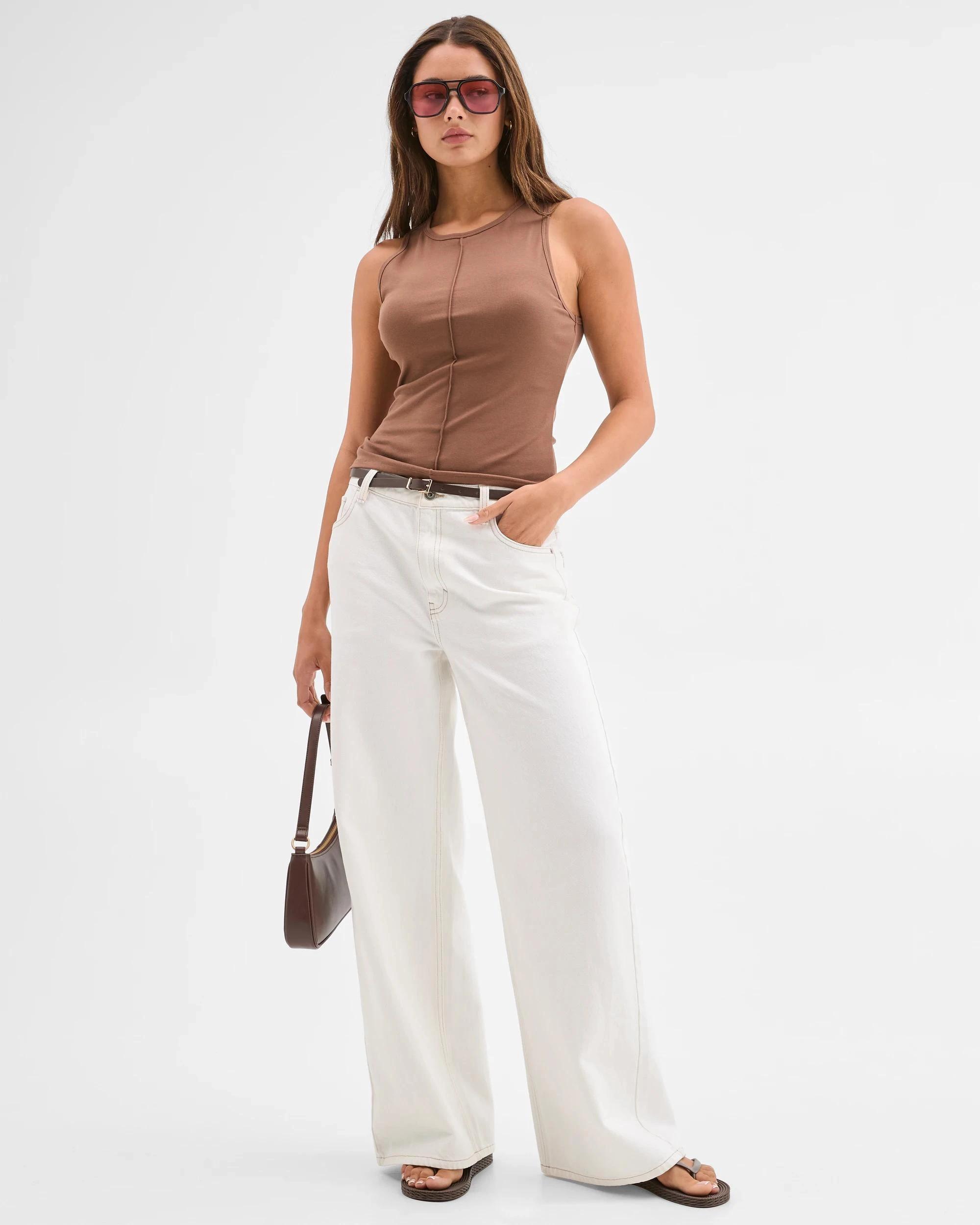 1 Lily Loves Australian Cotton Blend Exposed Seam Tank Top MUSTANG, 1 of 6